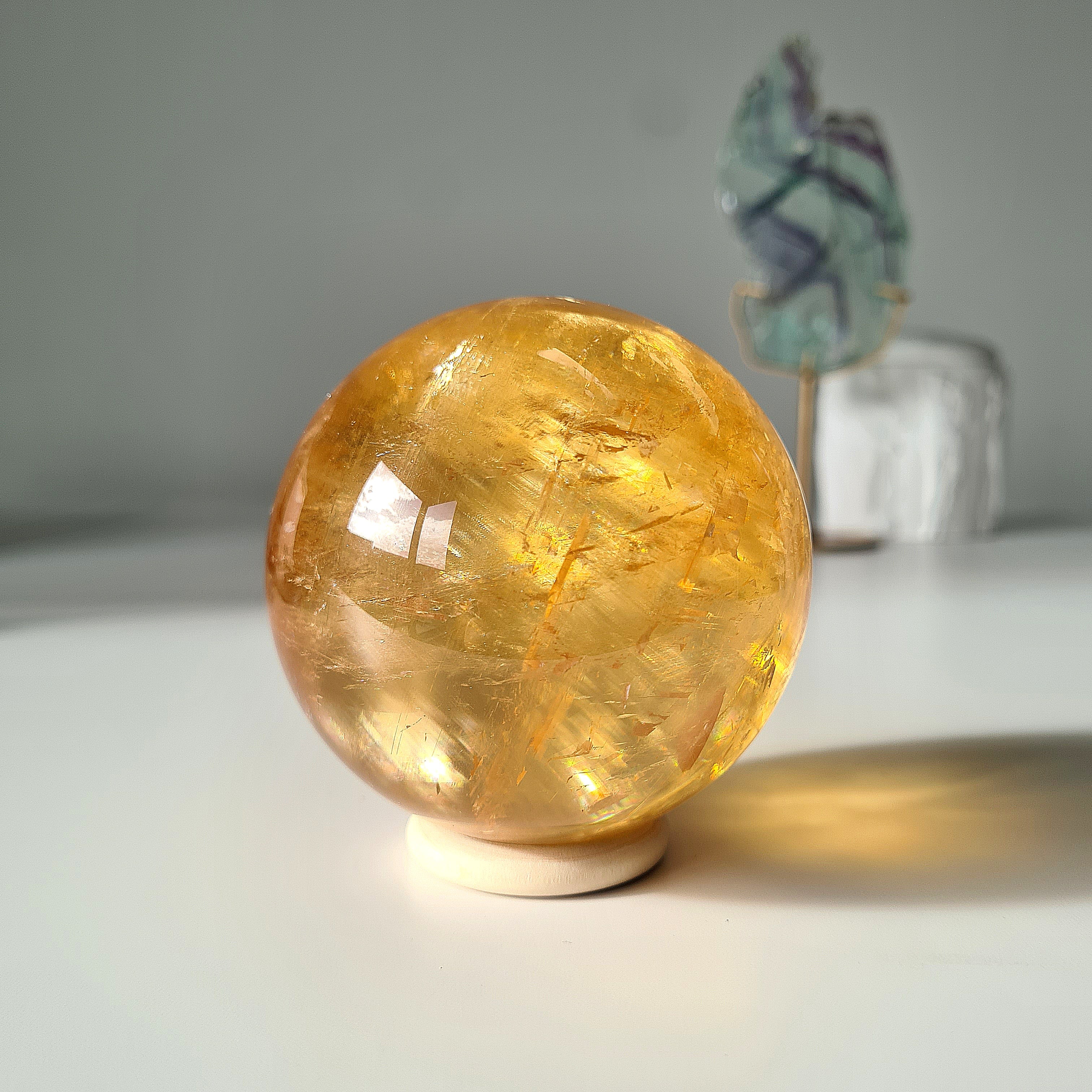 Ethereal Honey Calcite Sphere | A | 690 g | 7.8 cm