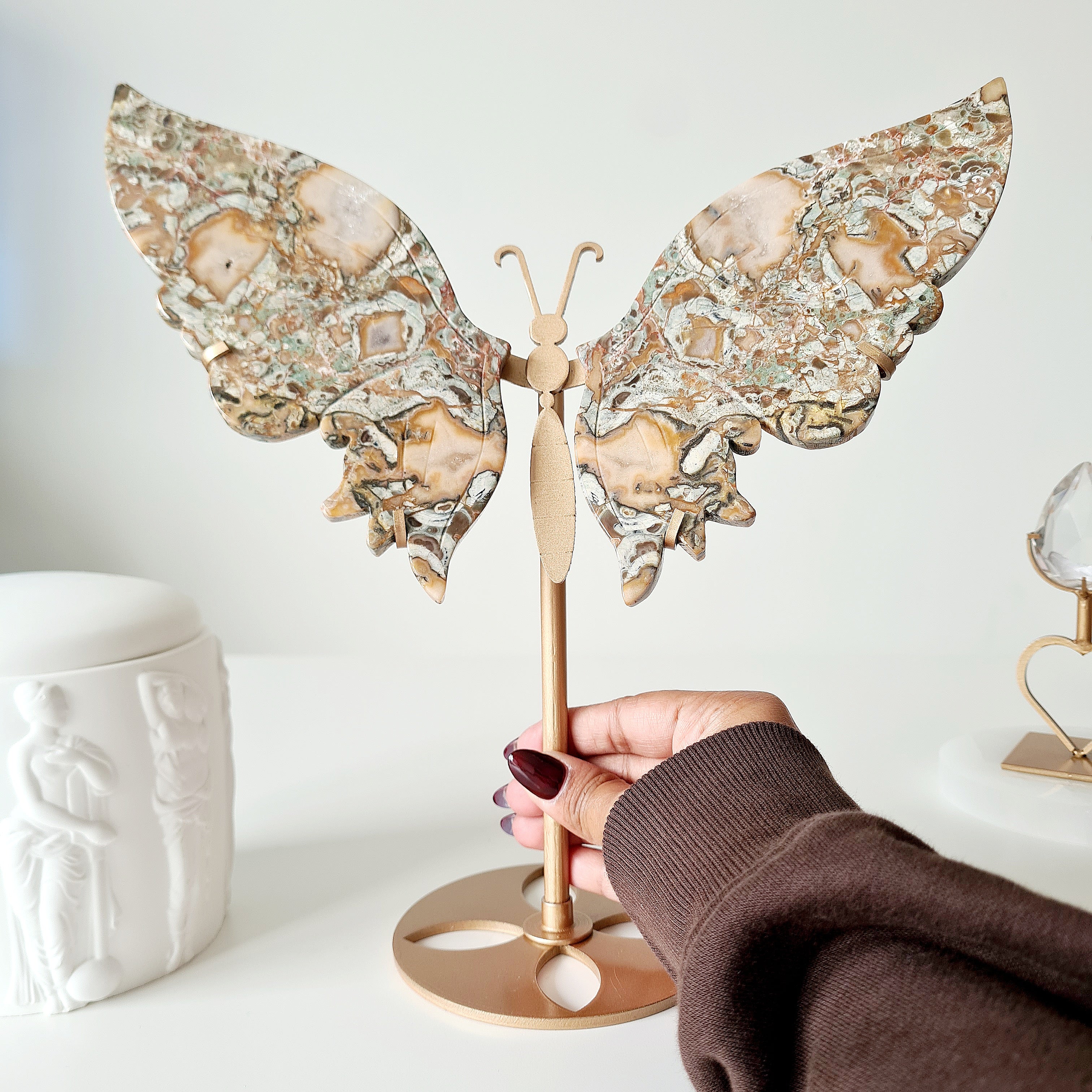 Money Agate Butterfly 🦋 | 25 cm tall with stand