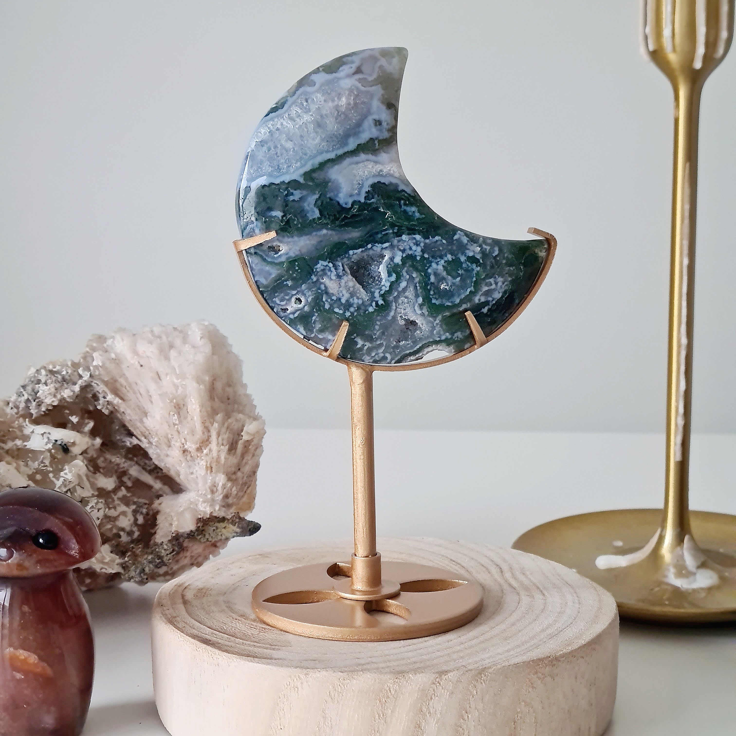 Moss Agate Luna π | 4 | 8 cm