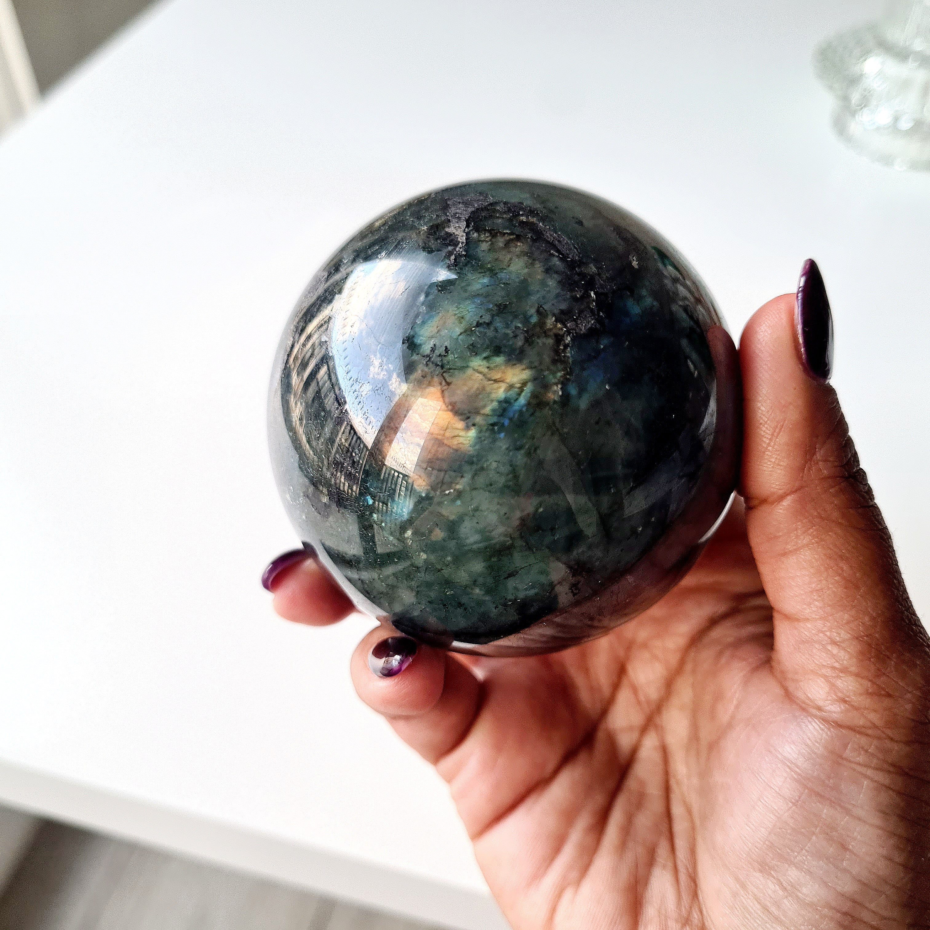 Labradorite Crystal Sphere With Stand | Piece E