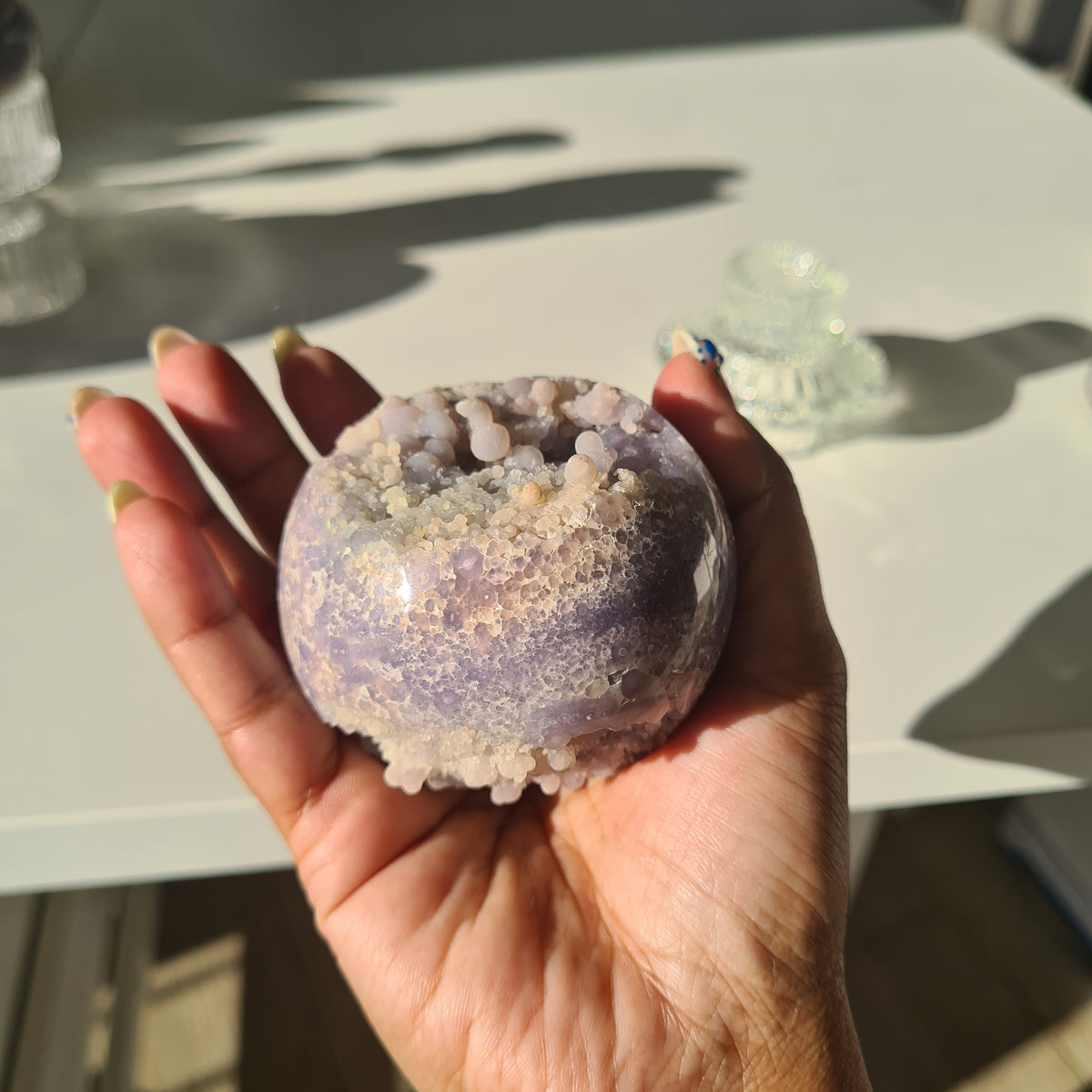 Grape Agate π Sphere With Glass Stand | D