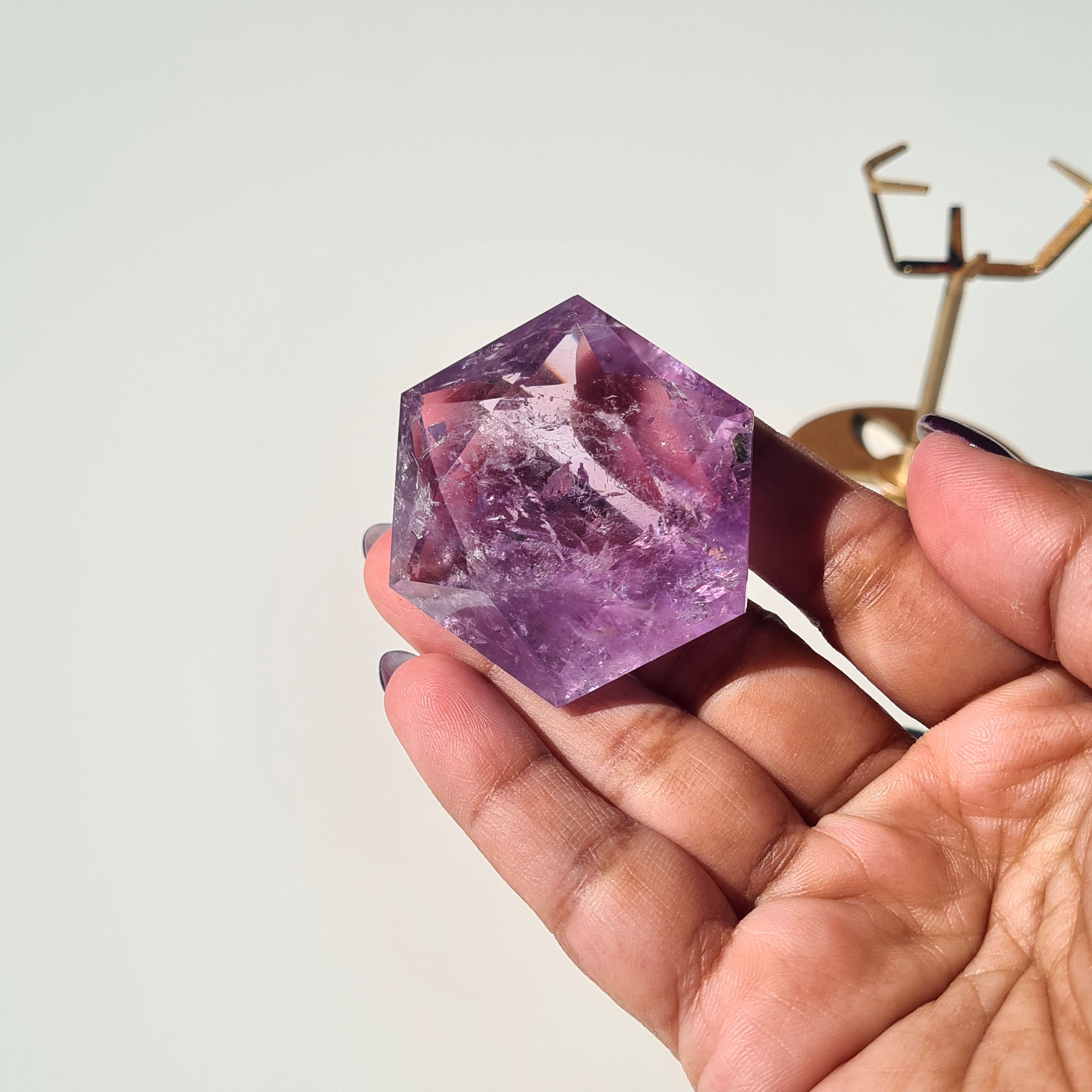 Amethyst Crystal Hexagon on stand | 3.9 cm Crystal