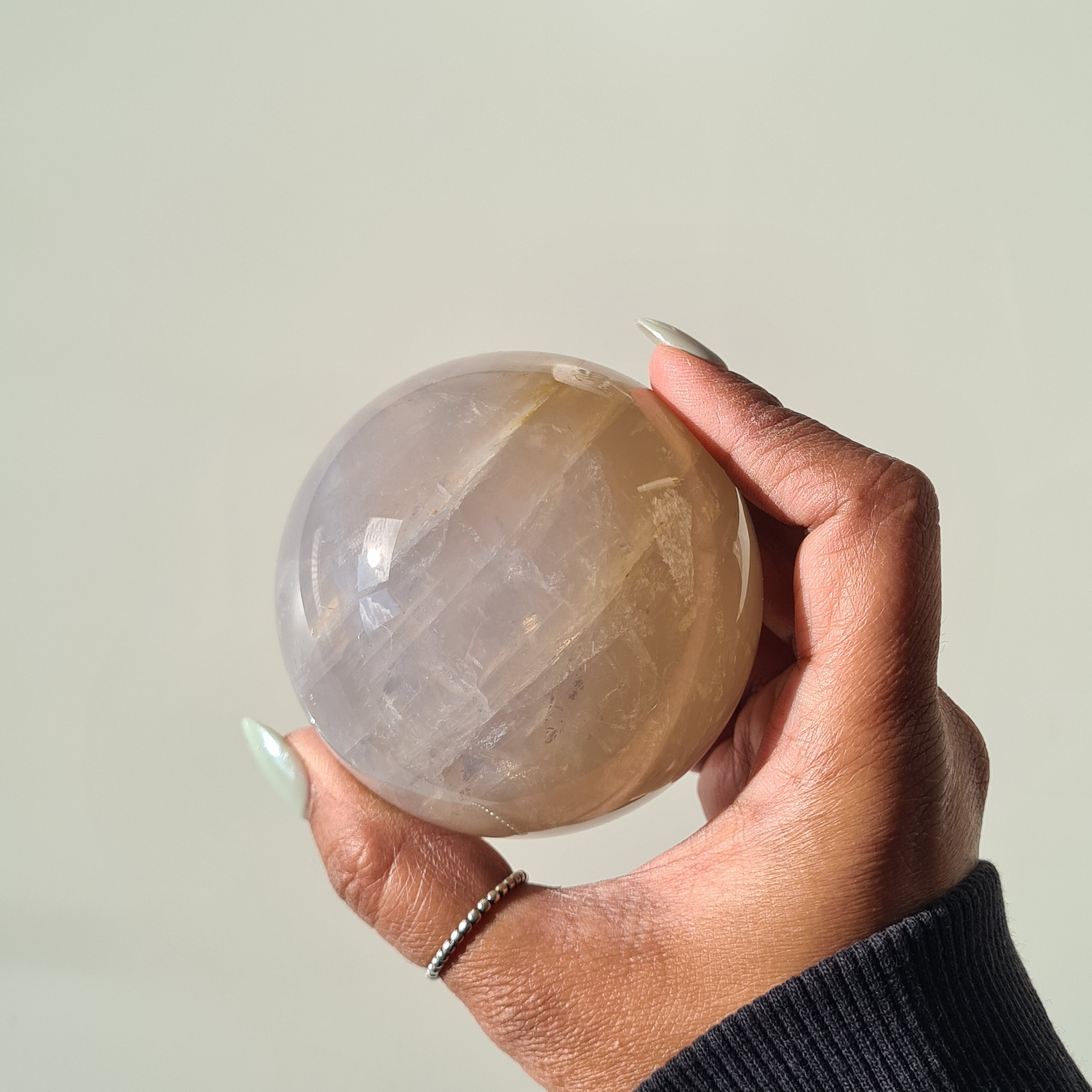 Blue Rose Quartz Sphere with stand | A | 450 g