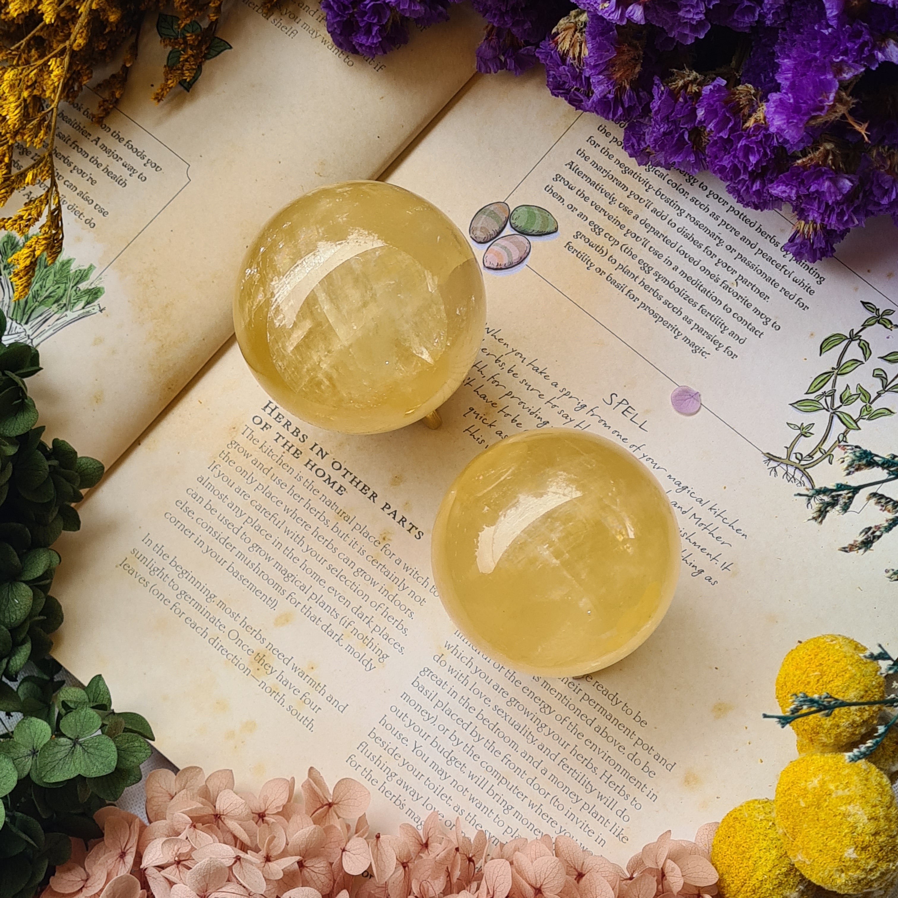Honey Calcite Sphere With Stand | 1 Piece