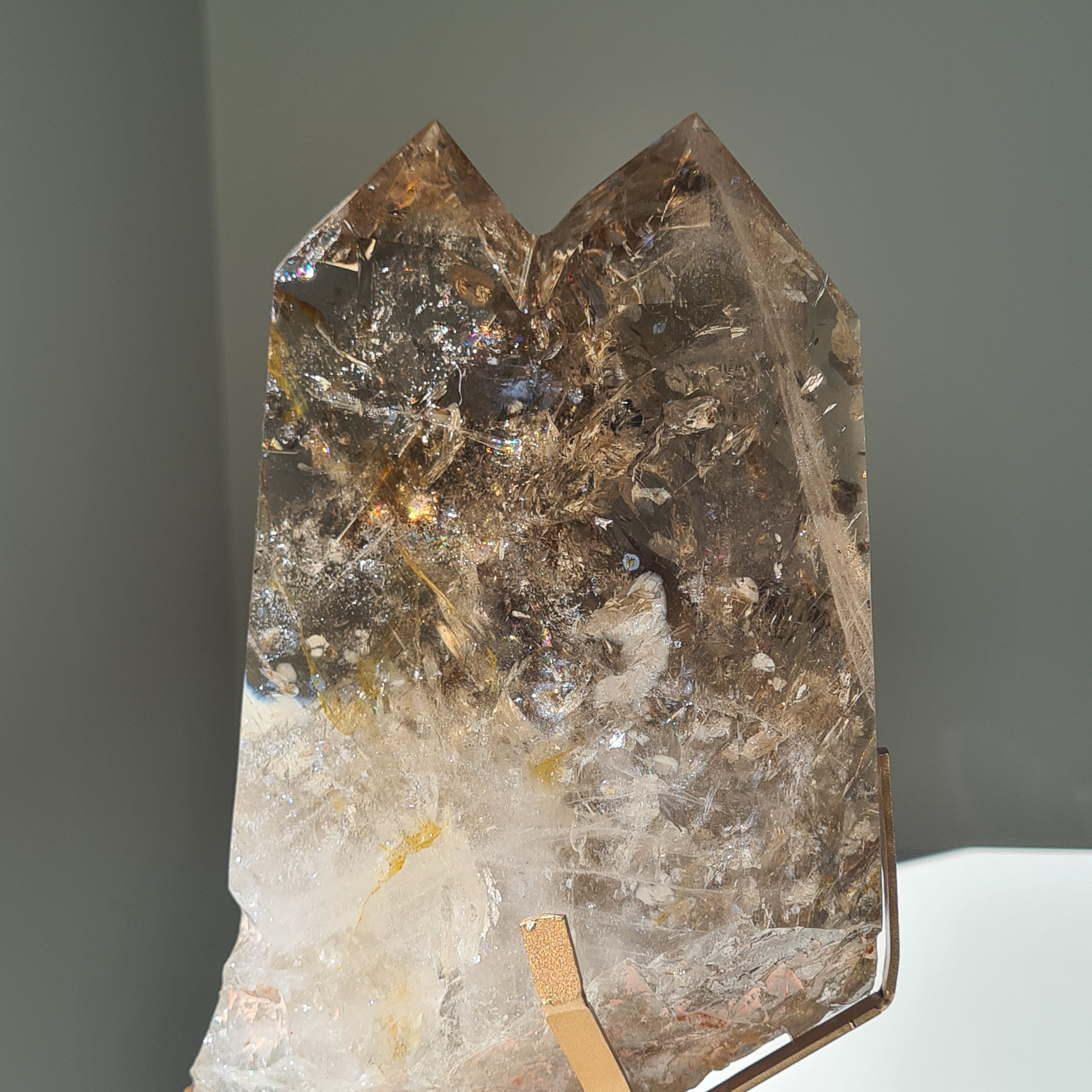 Smokey Citrine Cathedral With Stand| 1.9 kg | Appx 30 cm tall with stand