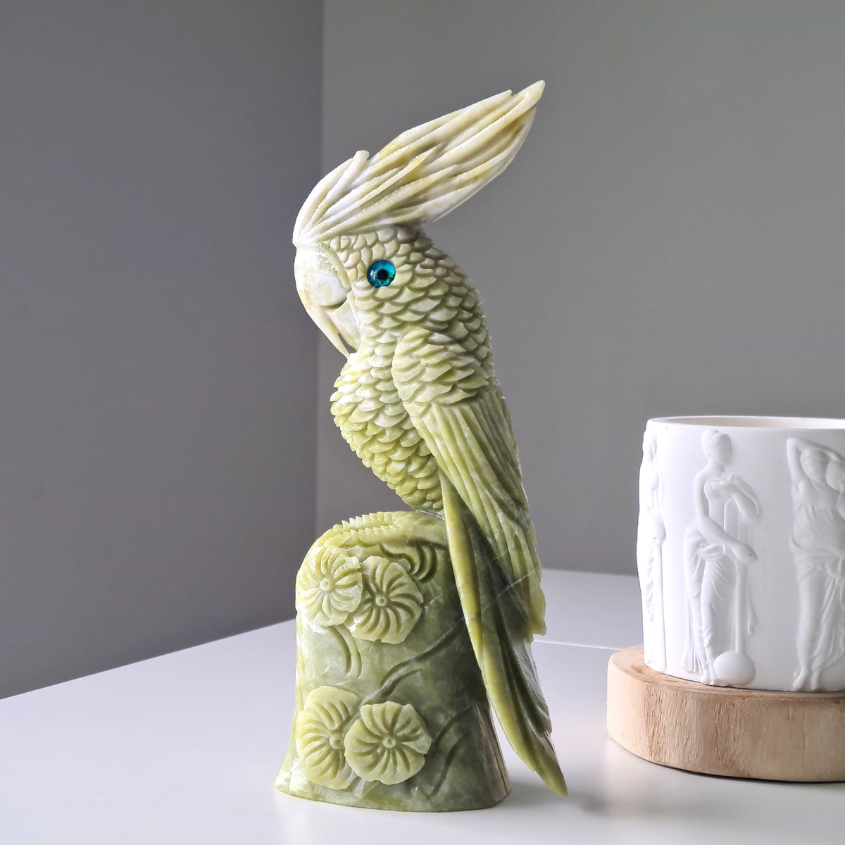 Jade Crystal Bird | Piece A | Handcarved | 23.8 cm tall