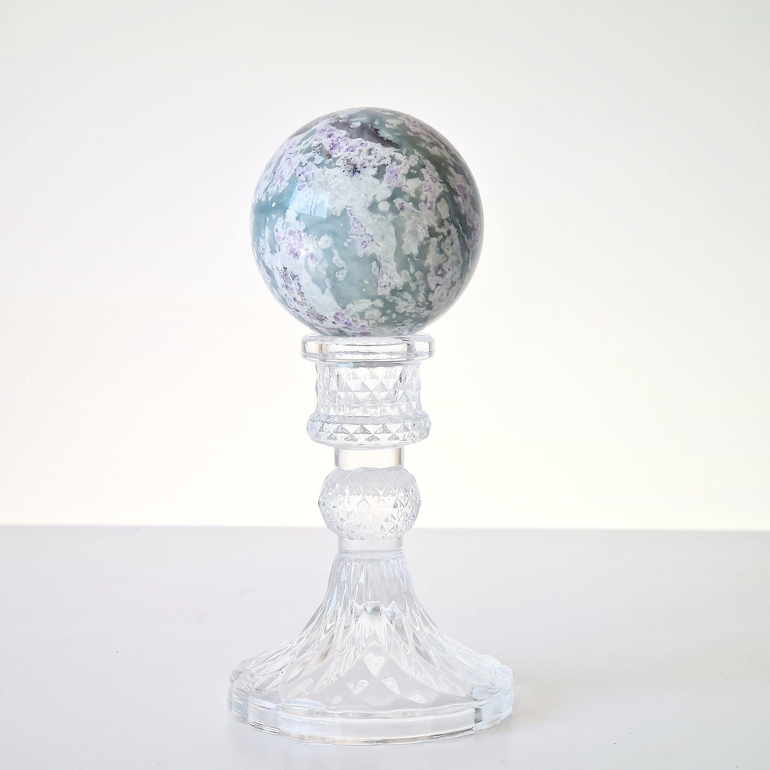 Peace Jade Crystal Sphere With Stand | A