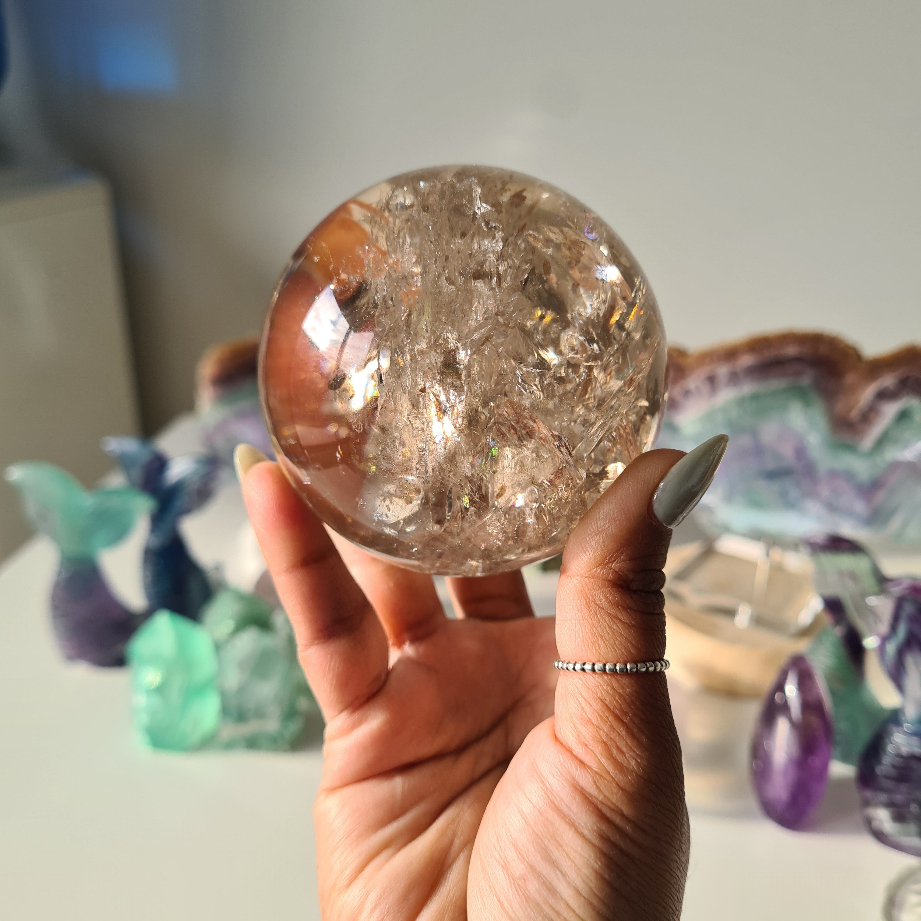 Smokey Citrine Sphere with stand | 600 | 1B