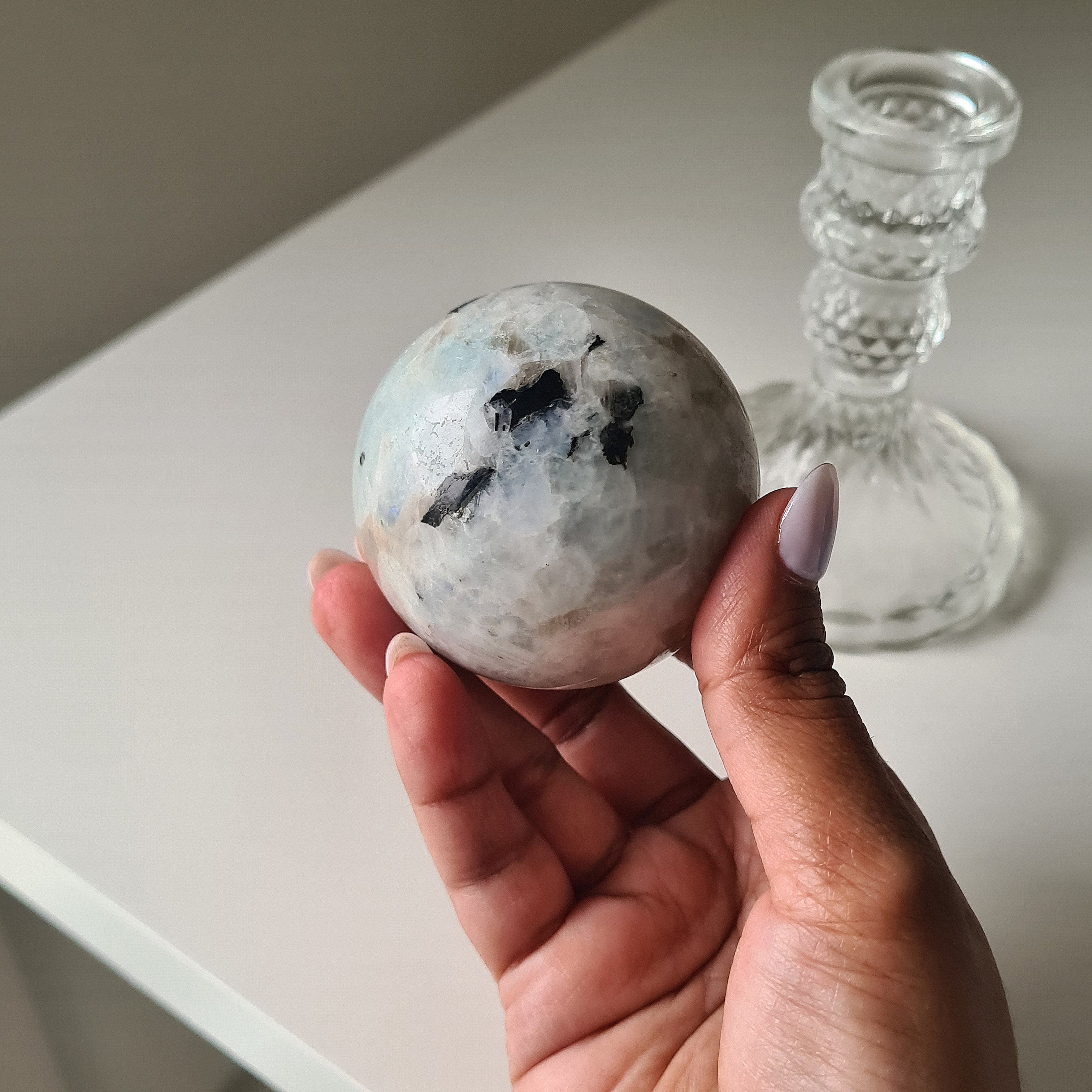 Moonstone π Sphere with stand | A | 5.4 cm Sphere
