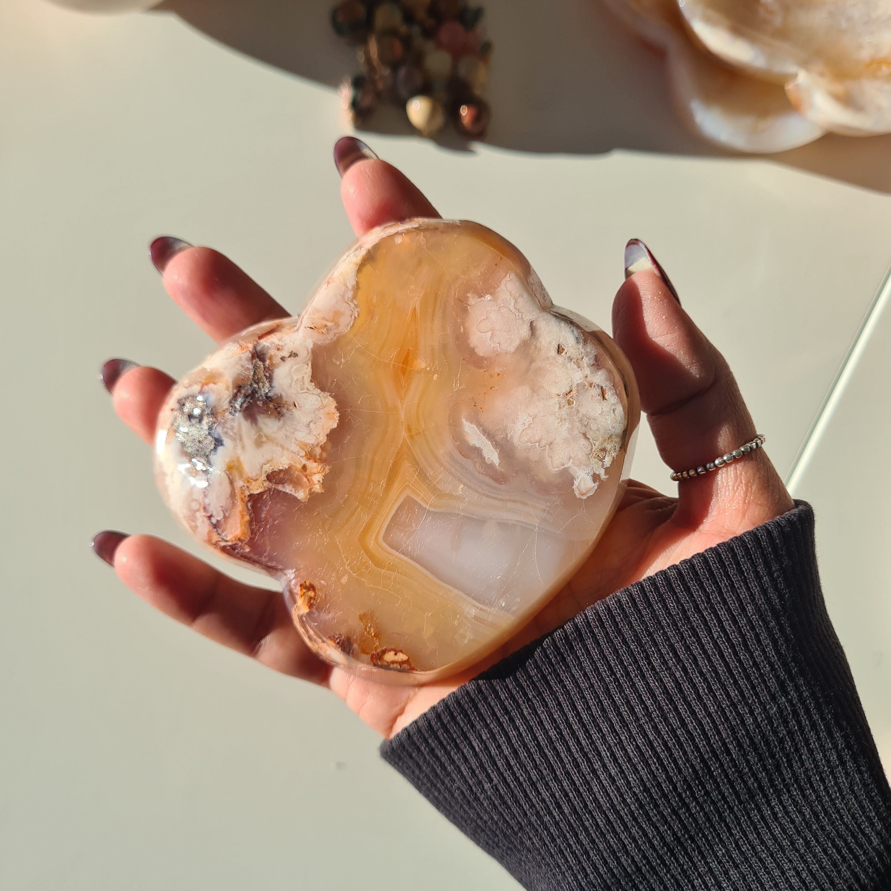 Carnelian Flower Agate Bowl | B | 9.5 cm