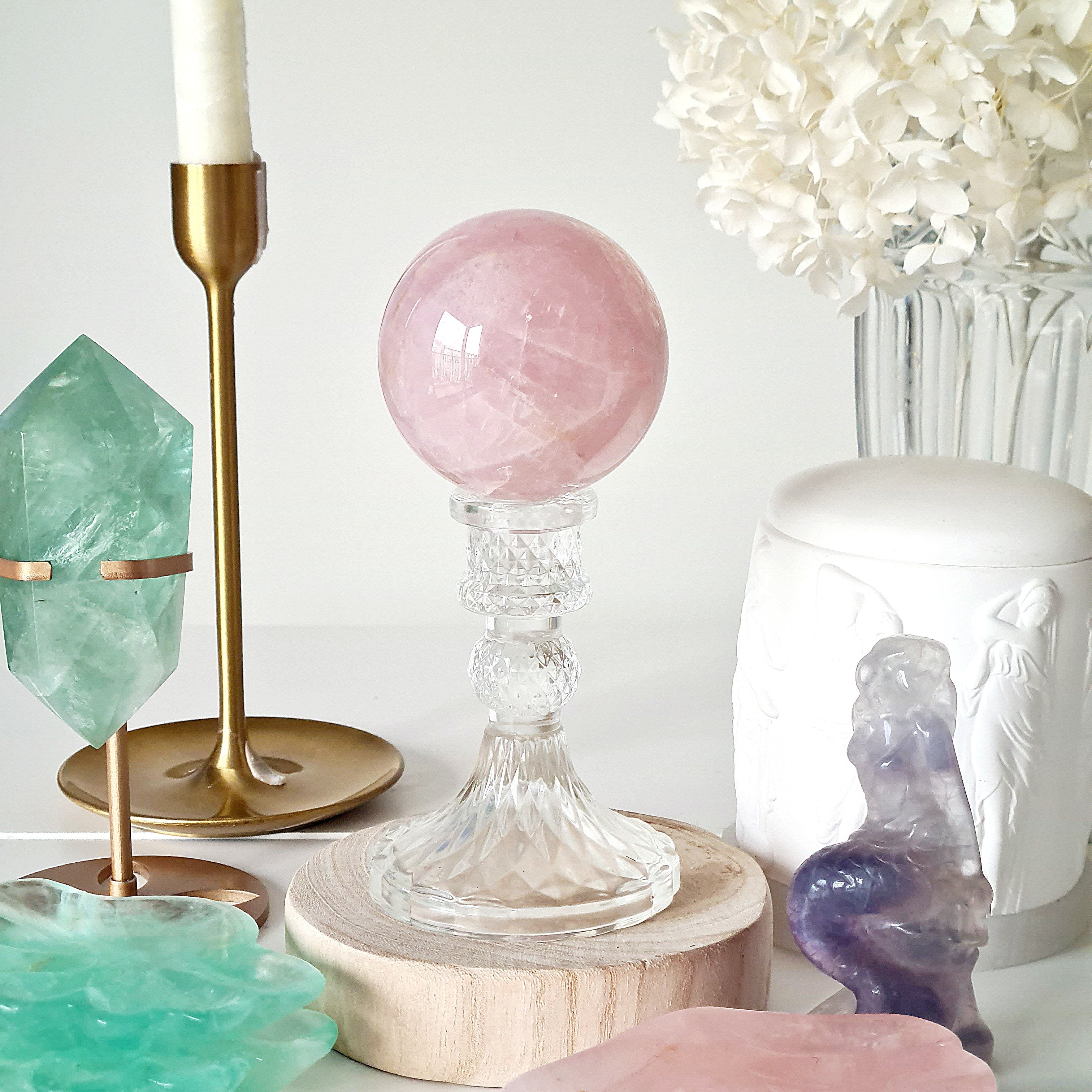Rose Quartz | Crystal Orb with stand | 465 g