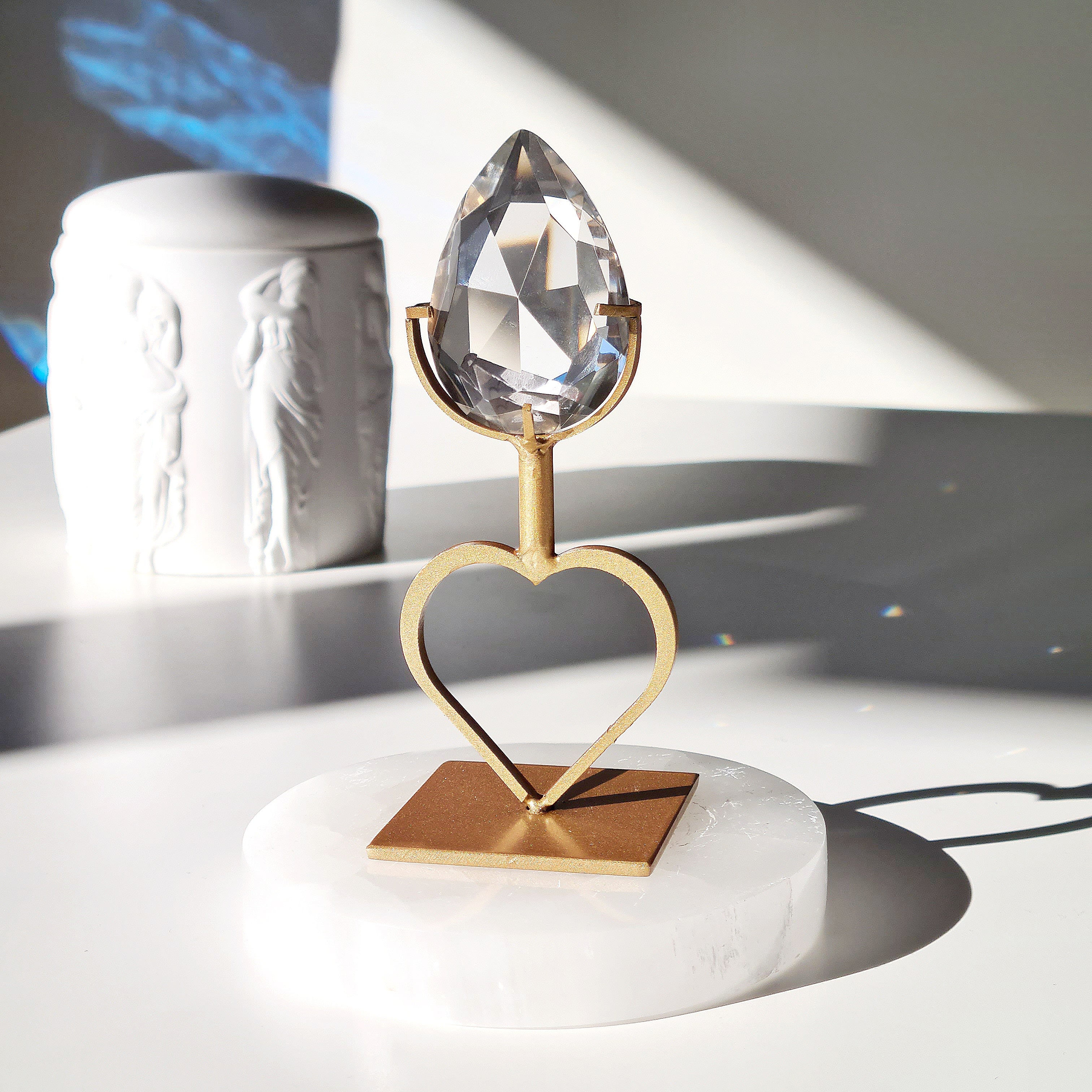 Heavenly Clear Quartz Faceted Gem | 12.1 cm including stand height