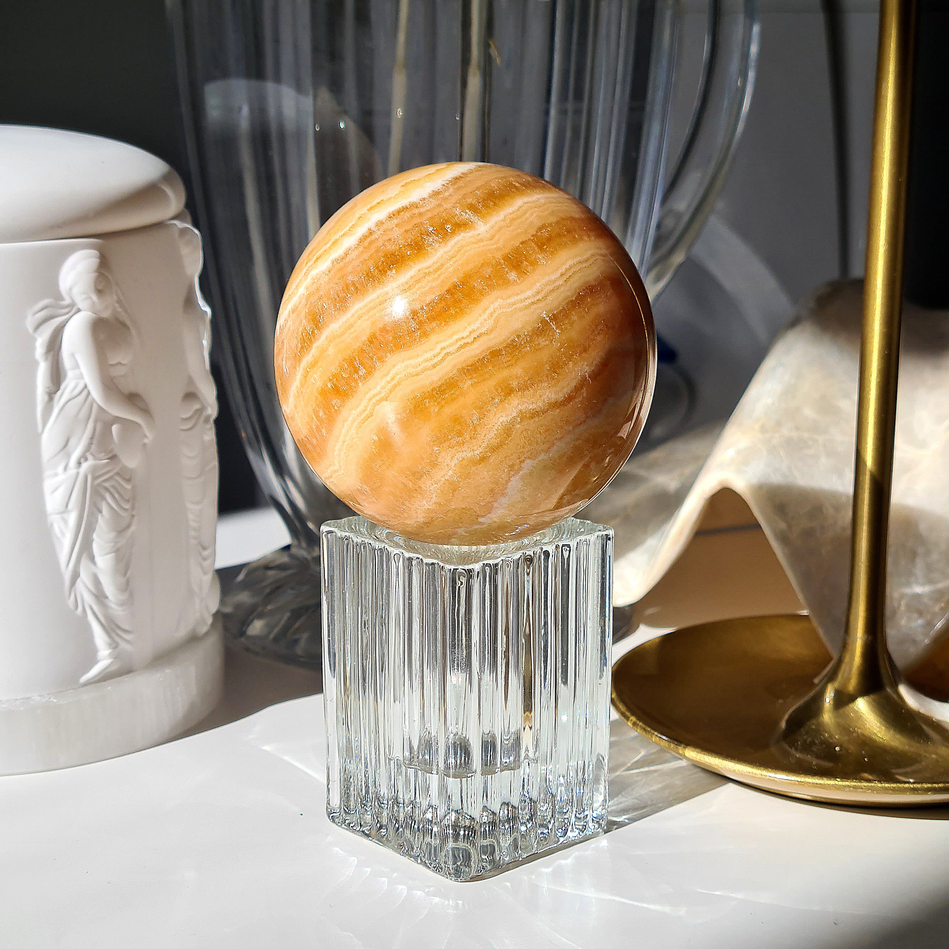 Orange Calcite Sphere π | 465 g
