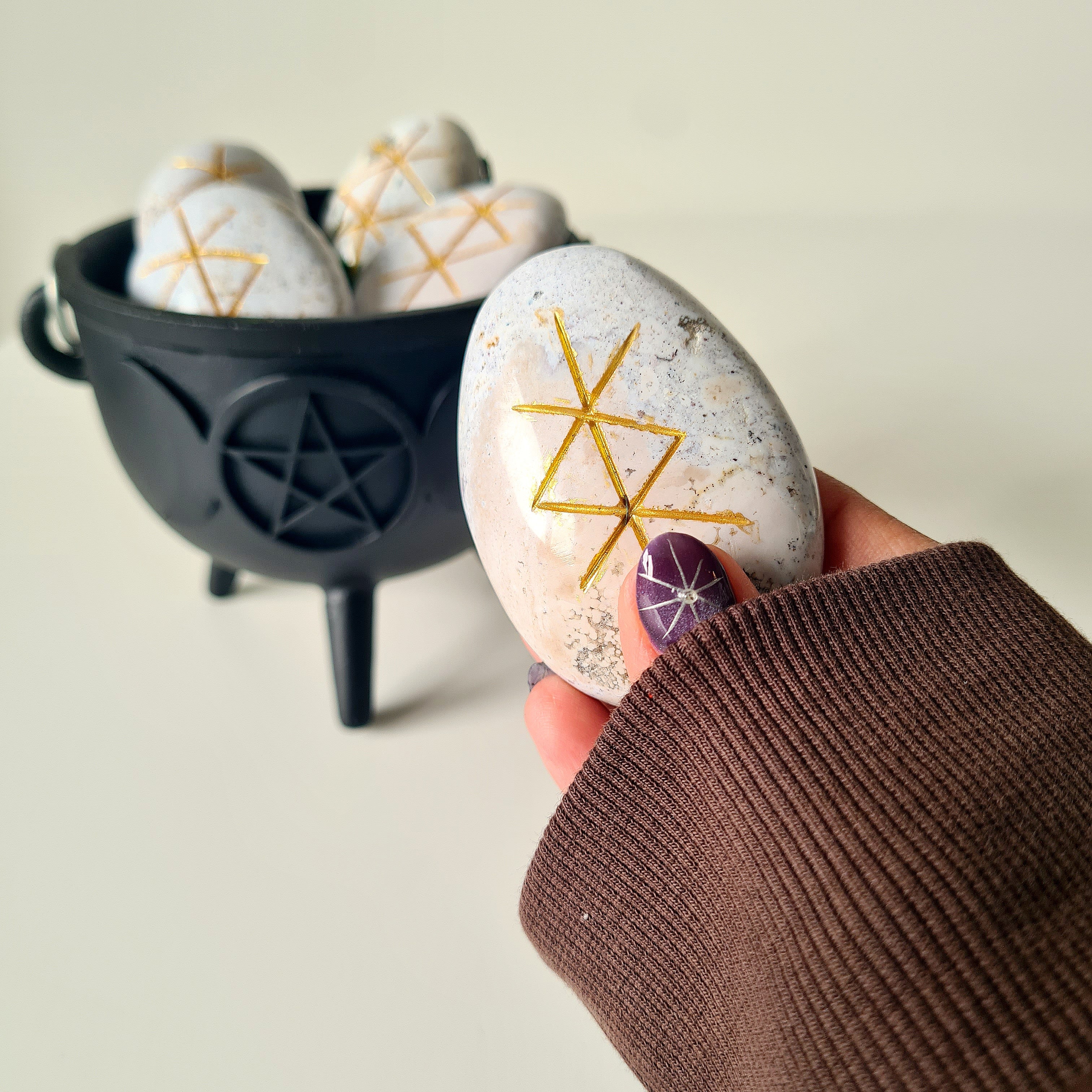 Protection Rune Palm | Ocean Jasper | 1 Piece Intutively selected