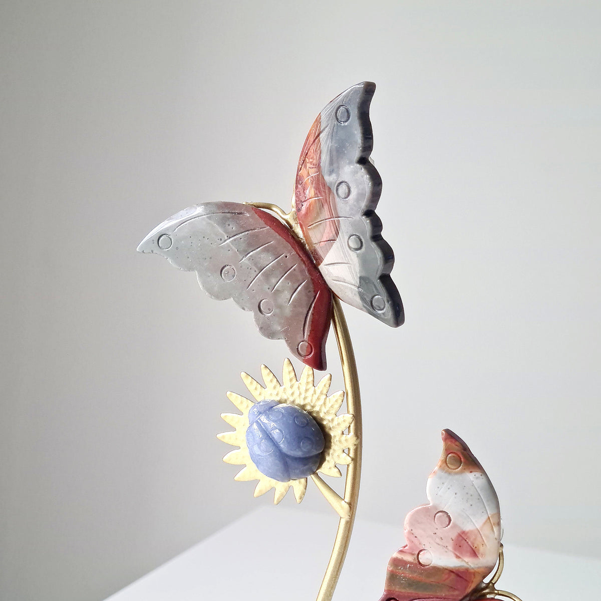 Butterfly 🦋 Heaven | Polychrome Jasper butterflies with Blue Aventurine lady bug