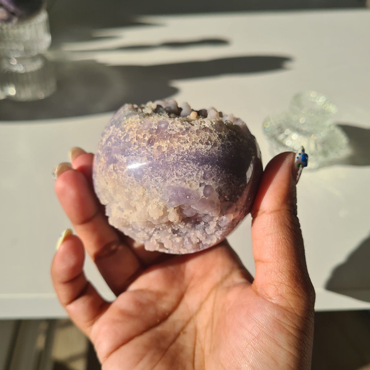Grape Agate π Sphere With Glass Stand | D