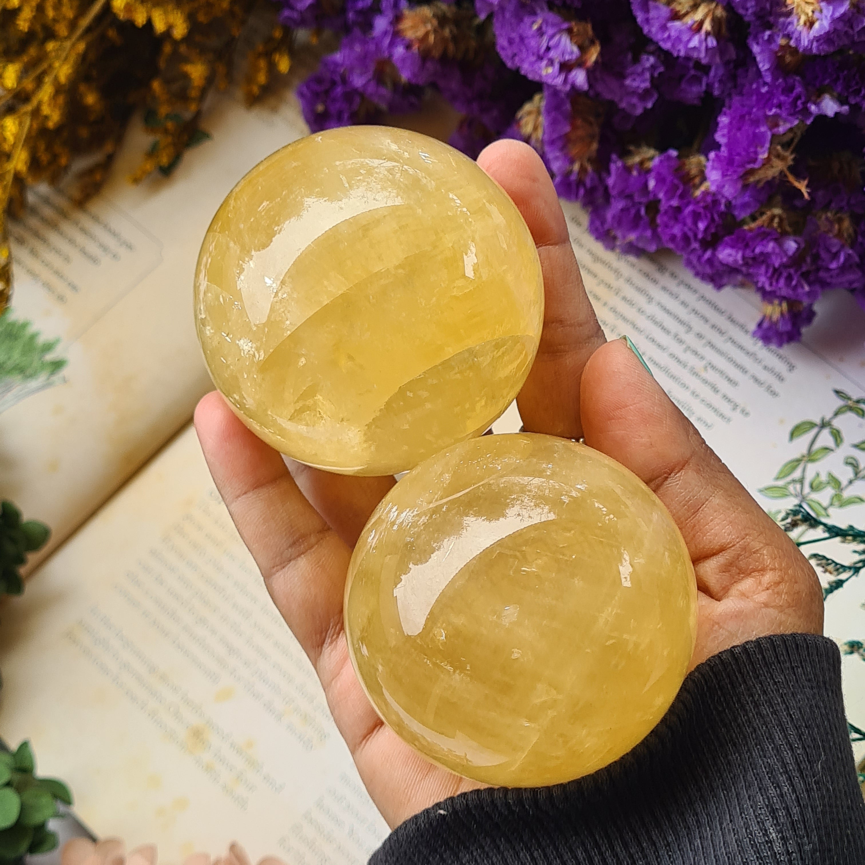 Honey Calcite Sphere With Stand | 1 Piece