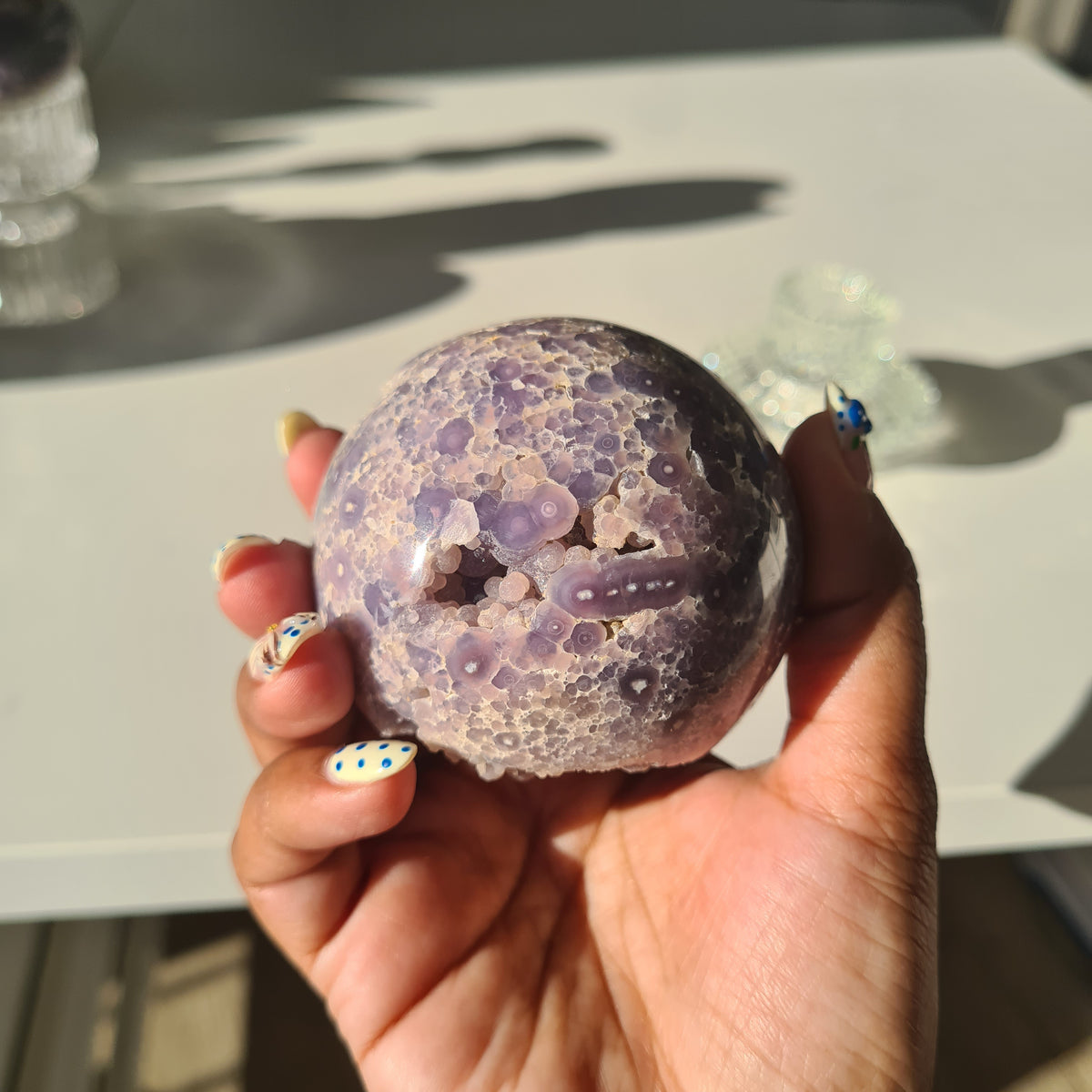 Grape Agate π Sphere With Glass Stand | D