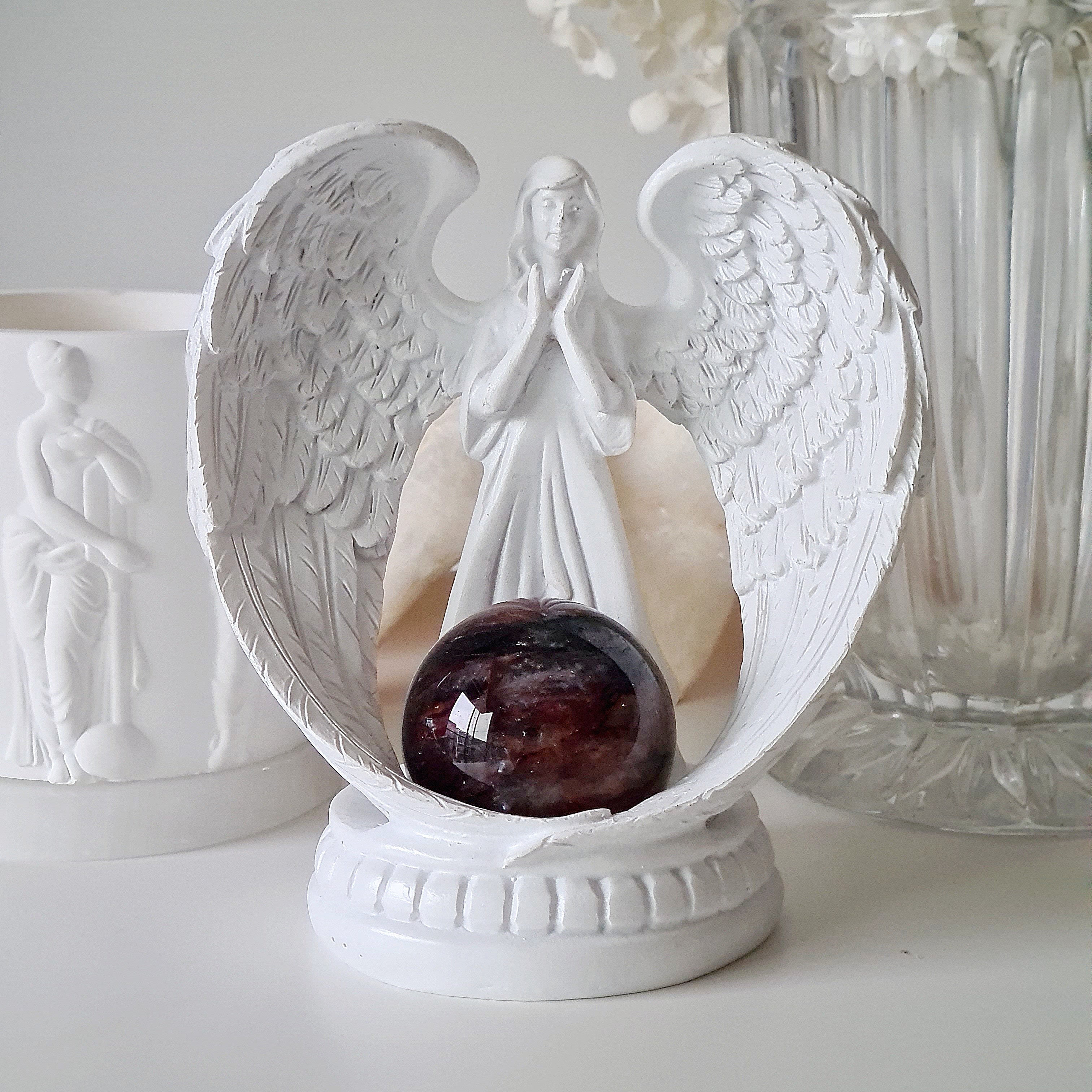 Guardian angel π stand with Hematoid crystal sphere