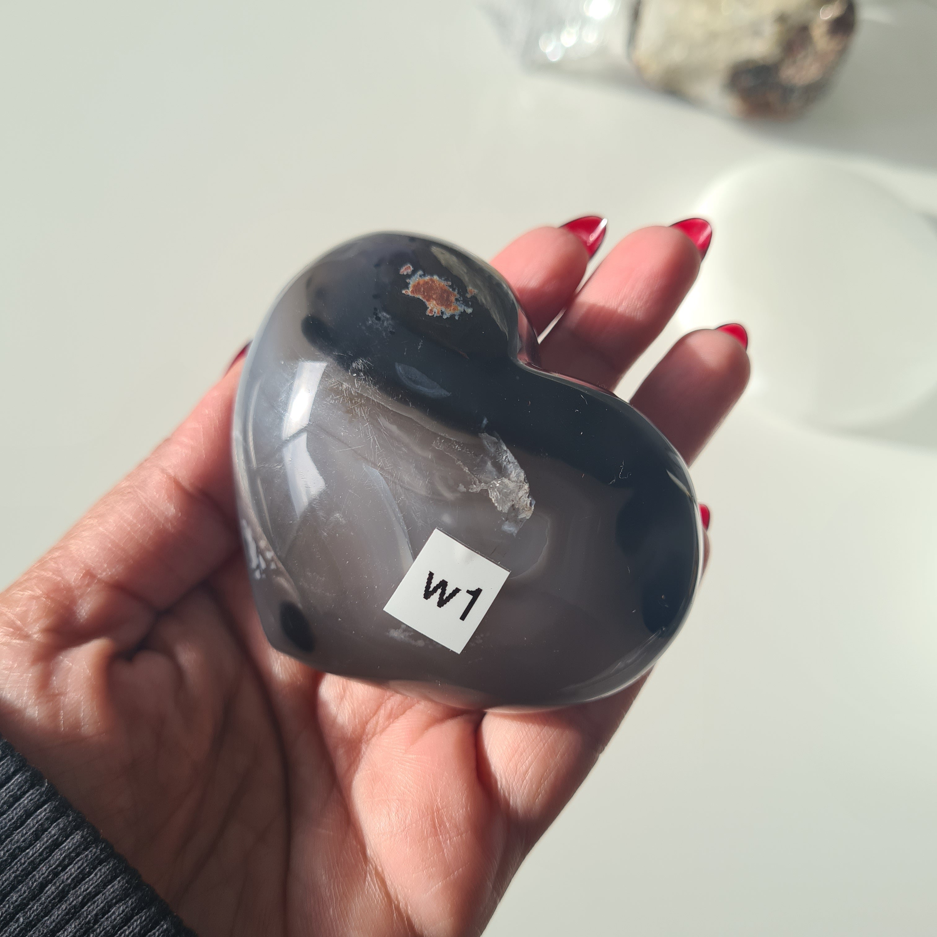 Grey Druzy Agate Heart