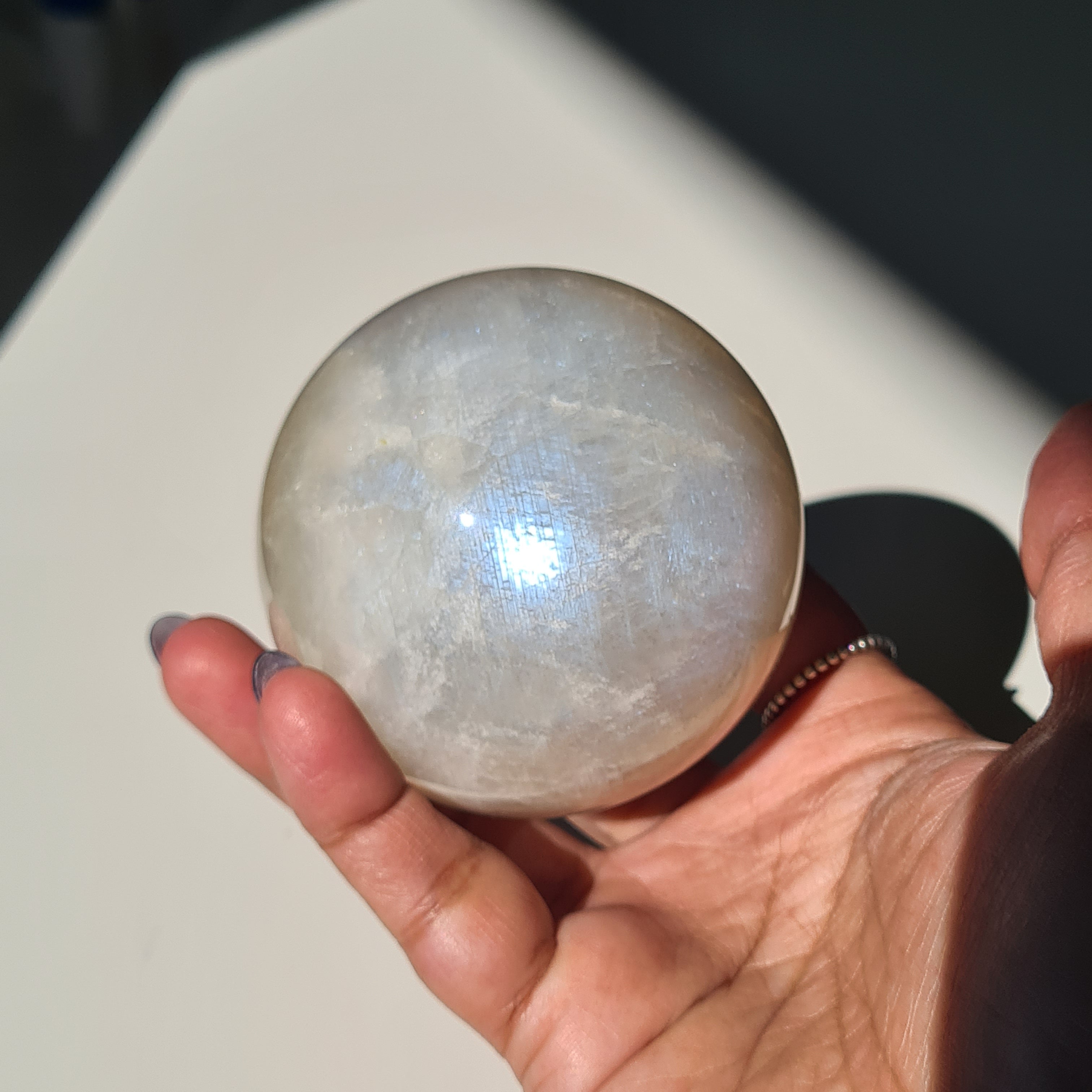 Moonstone π Sphere with stand | H | 390 g | 6.5 cm