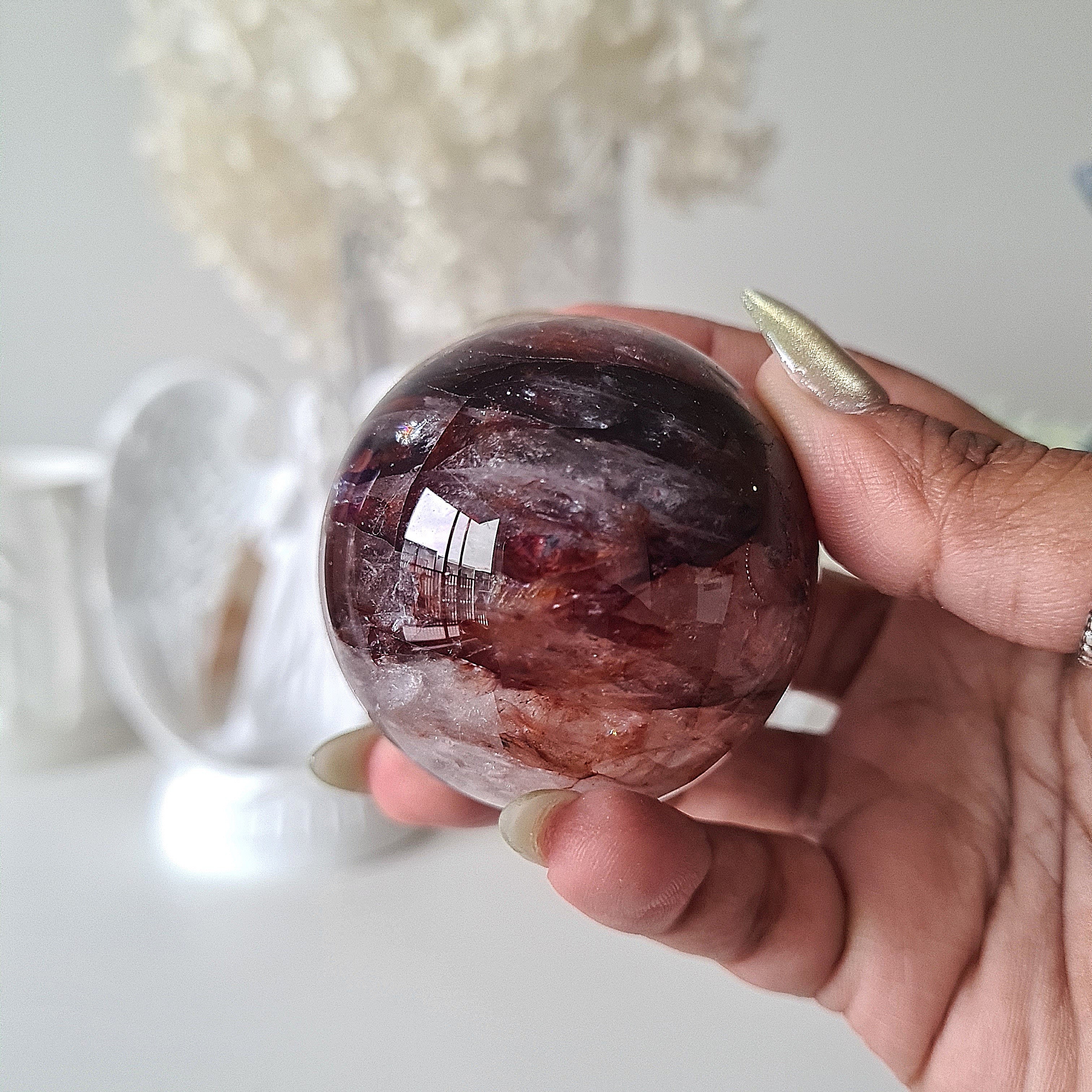 Guardian angel π stand with Hematoid crystal sphere