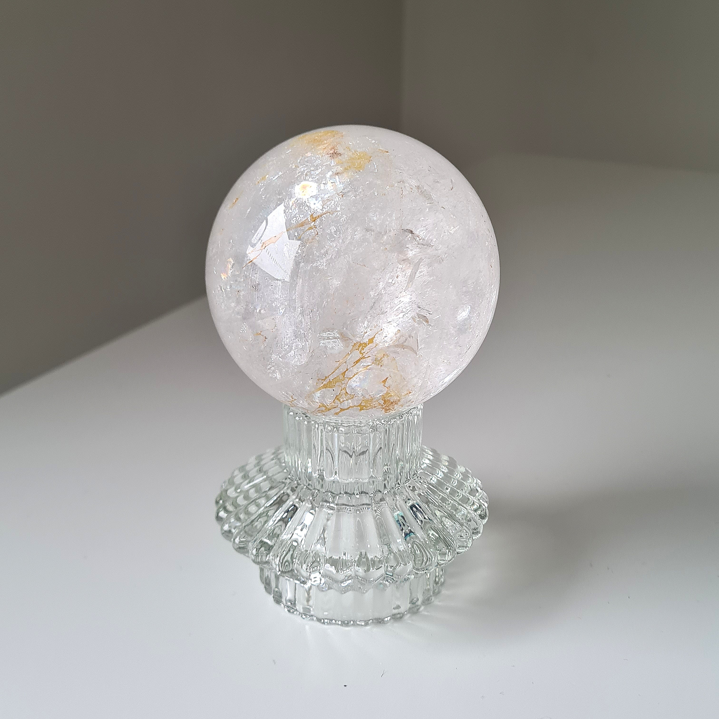 Clear Quartz Sphere With Stand | 7.4 Cm Sphere