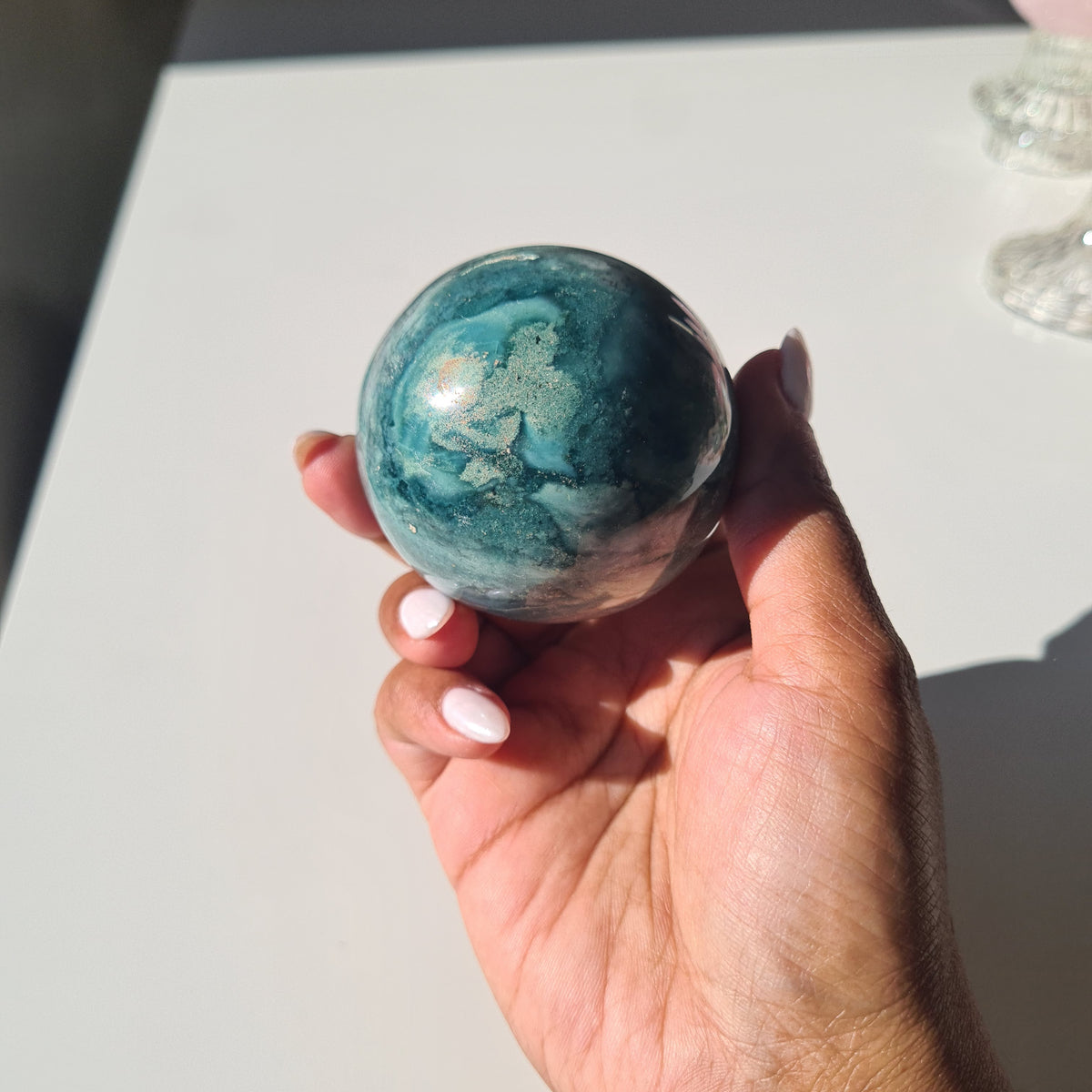 Pastel Ocean Jasper Crystal Sphere