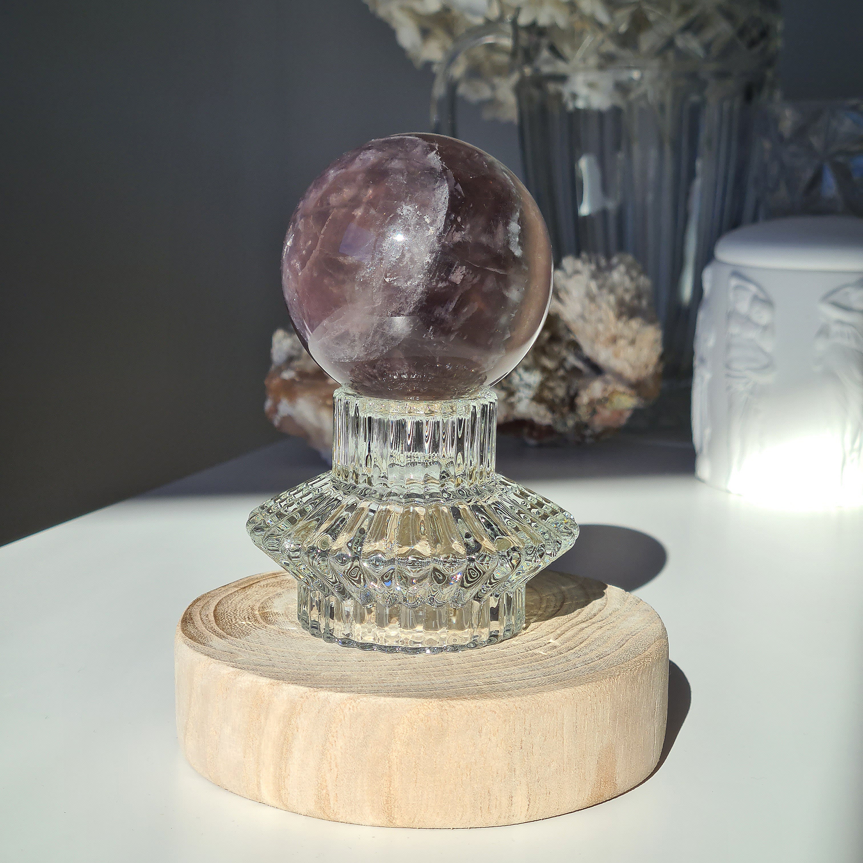 Mica Fluorite Crystal Sphere With Stand | 429 g