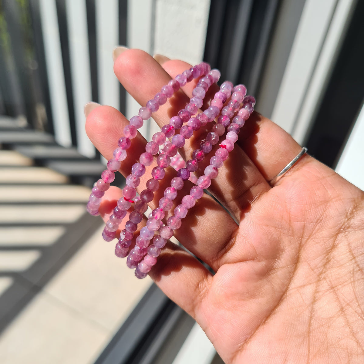 Pink Tourmaline crystal beaded bracelet | 1 piece