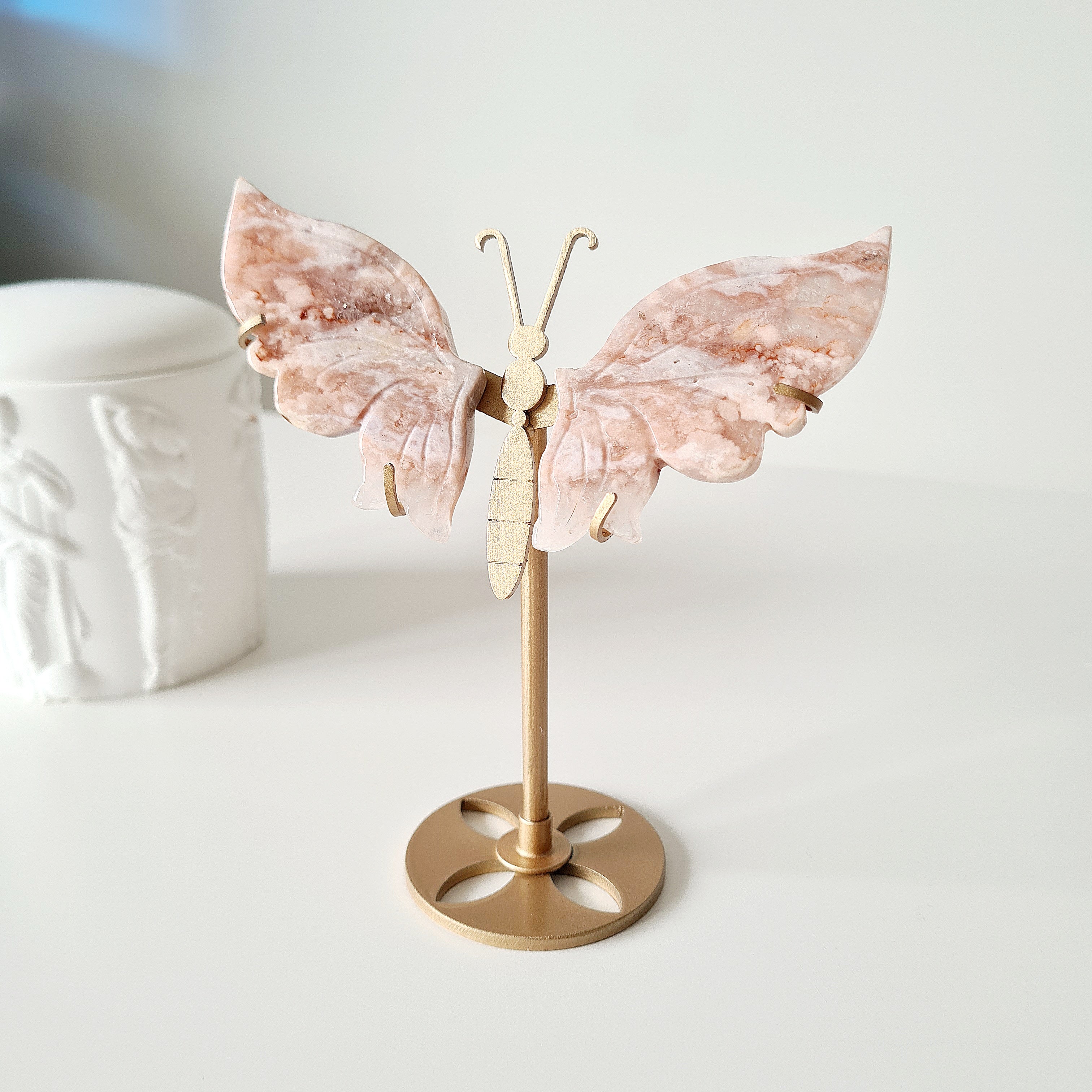 Flower Agate Butterfly π¦ | Small | 14.5 cm tall with stand