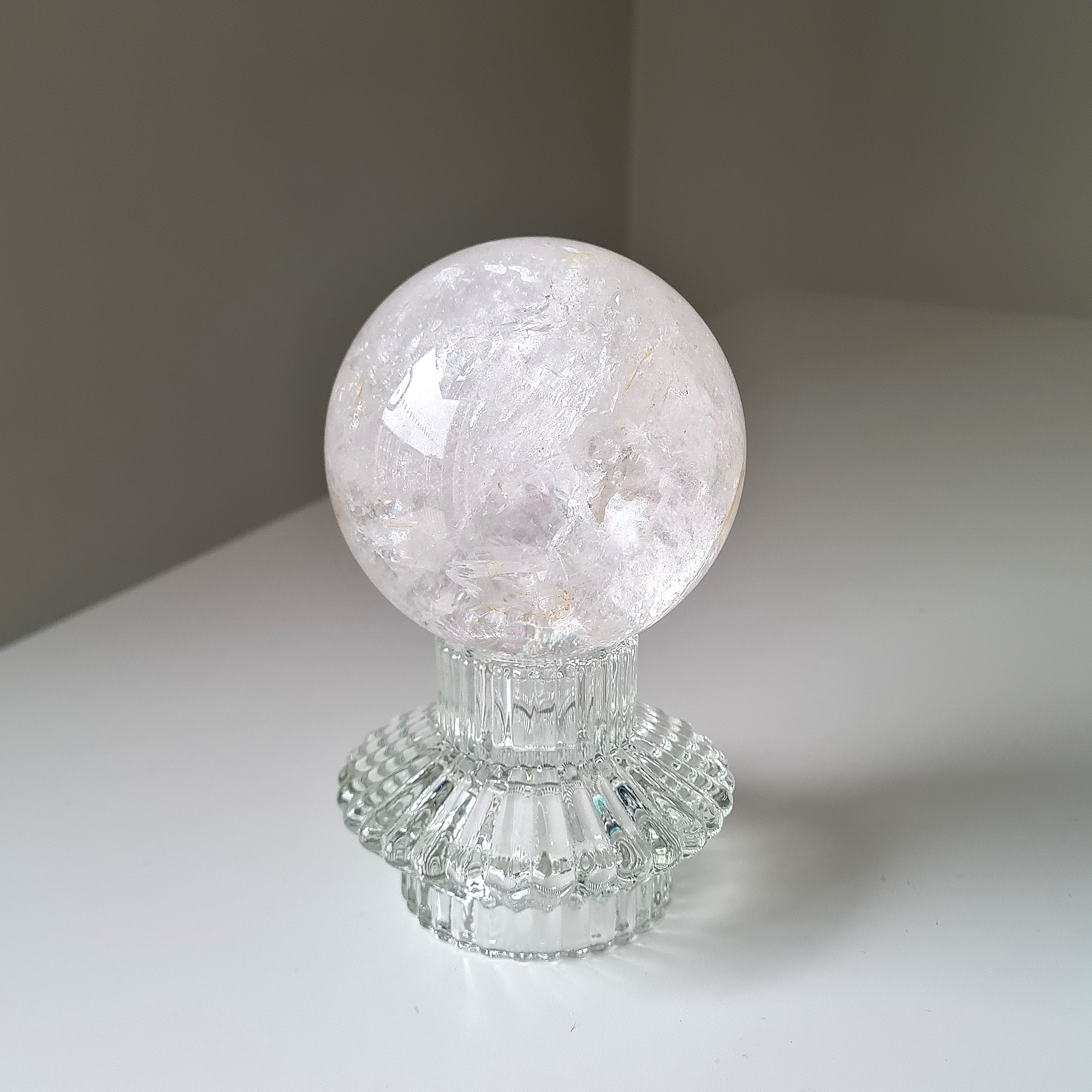 Clear Quartz Sphere With Stand | 7.4 Cm Sphere