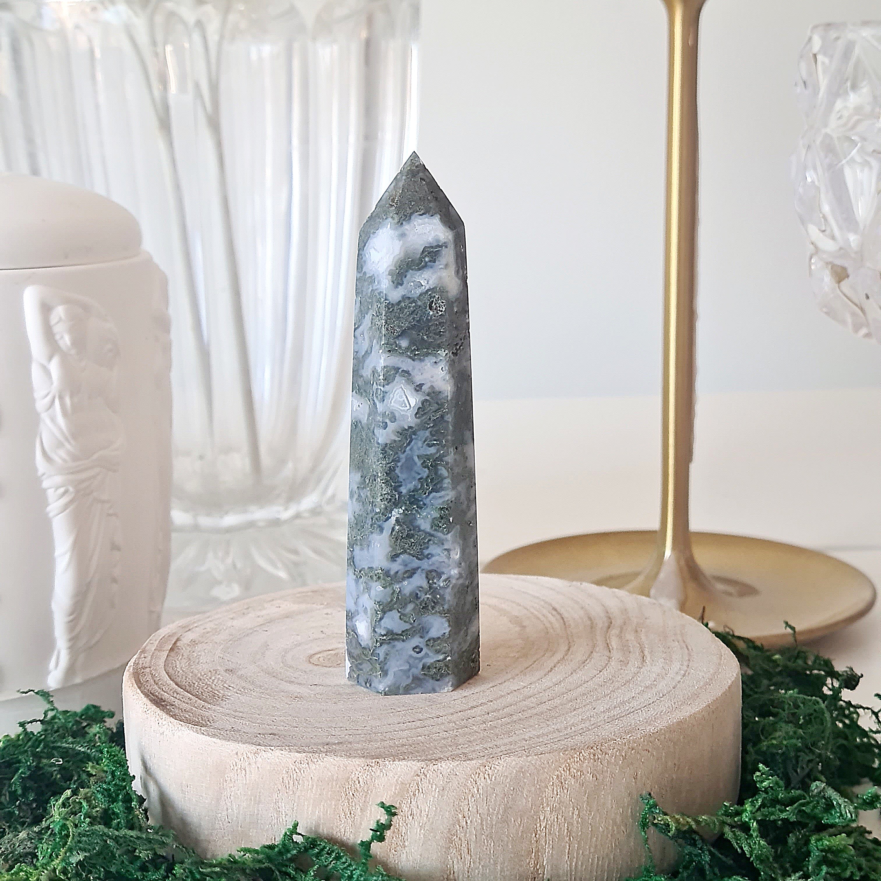 Moss Agate Crystal Point | Small | G