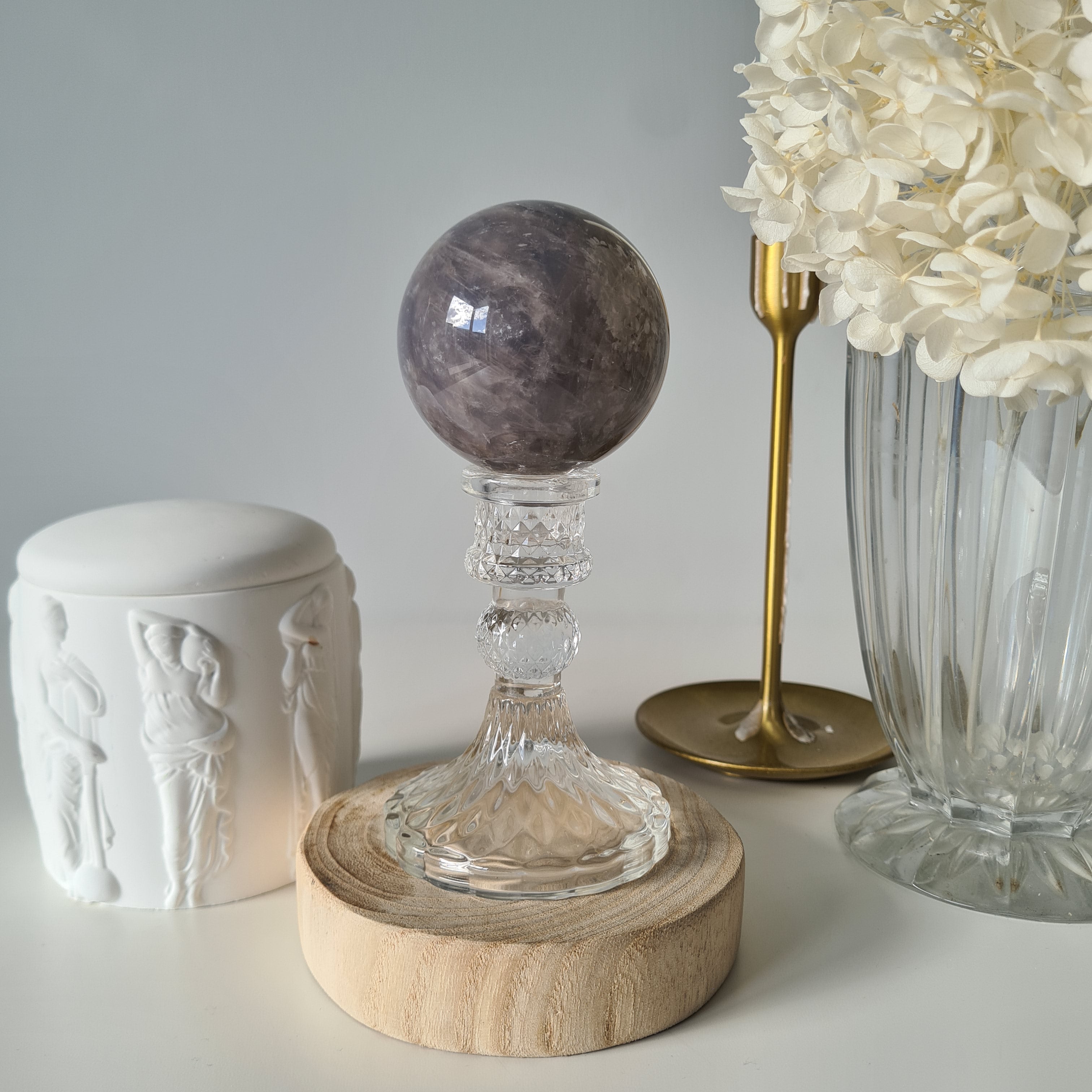 Blue Rose Quartz Sphere with stand | C | 430 g
