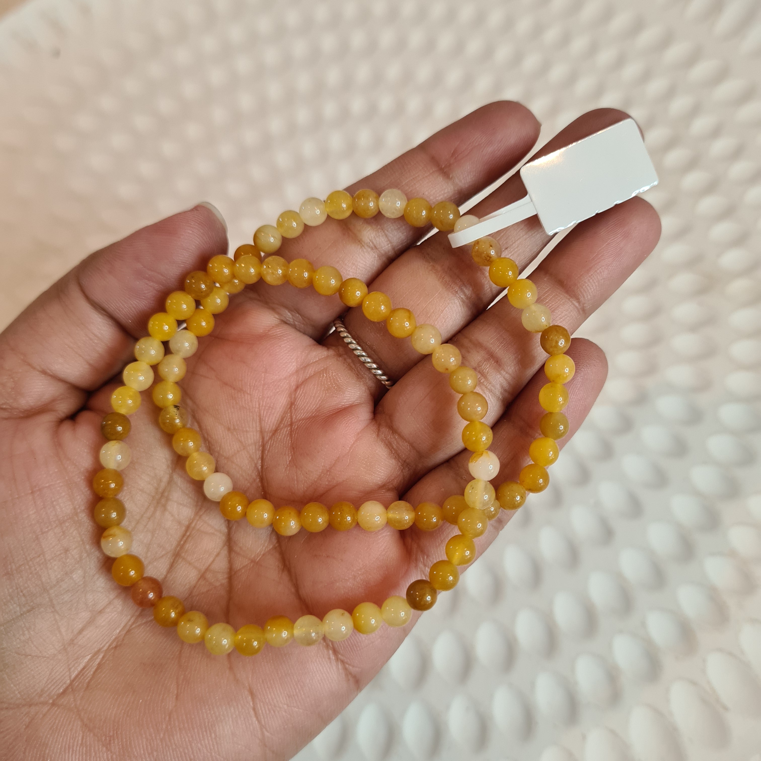 Yellow Jade Bracelet | 3-4mm Beads | 1 Piece