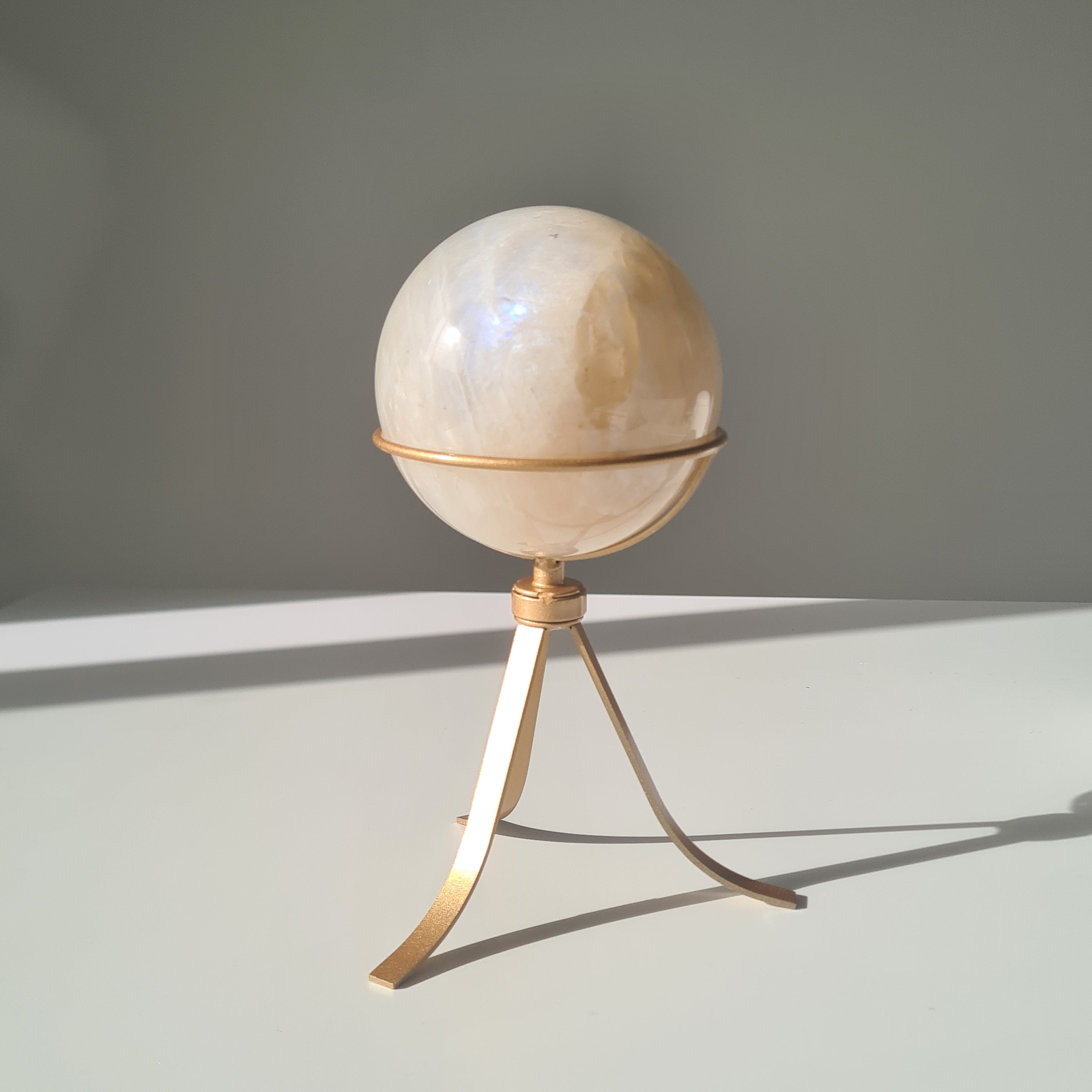 Moonstone Sphere with Blue Flash on custom stand ✨ | B | Appx 800 g