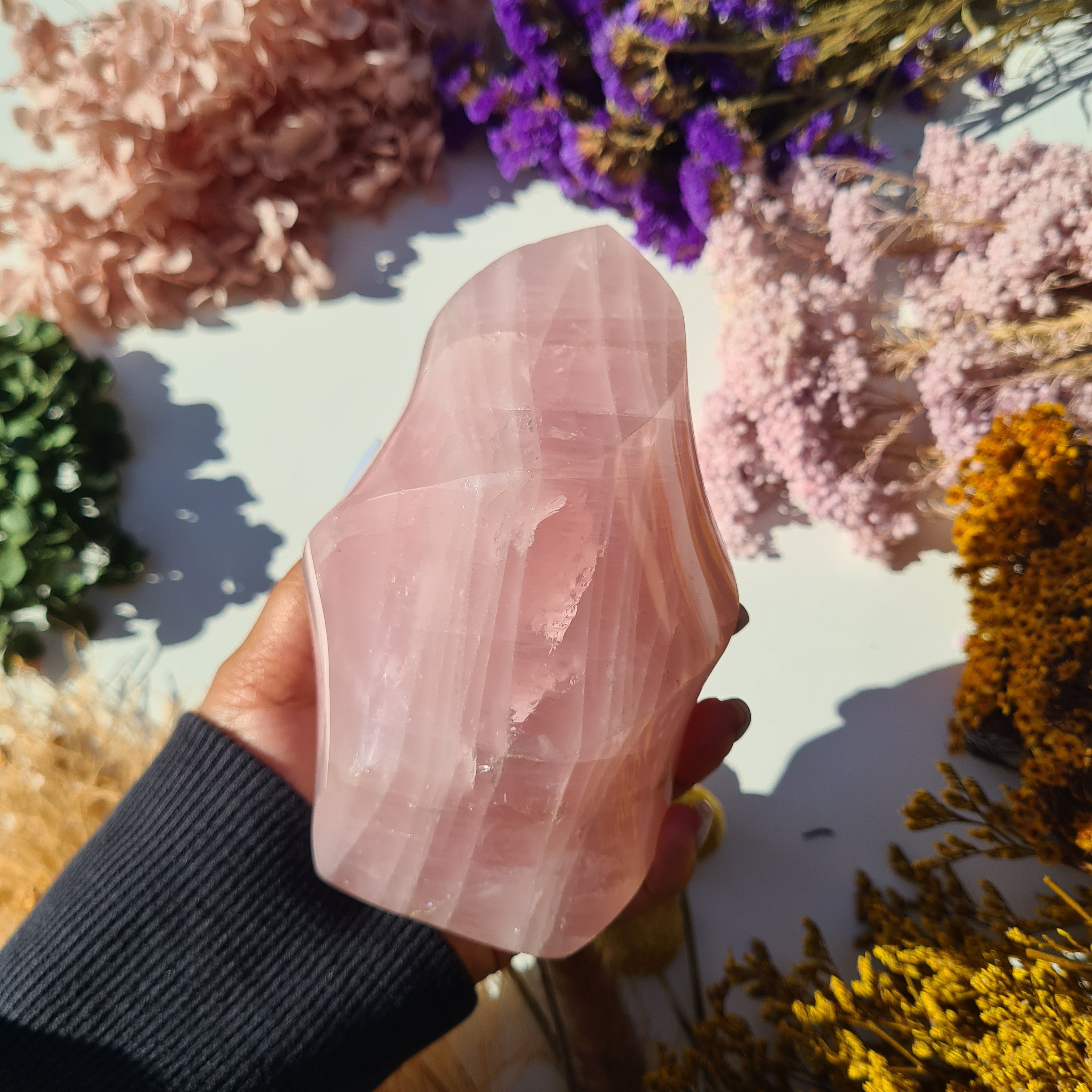 Rose Quartz Crystal Flame