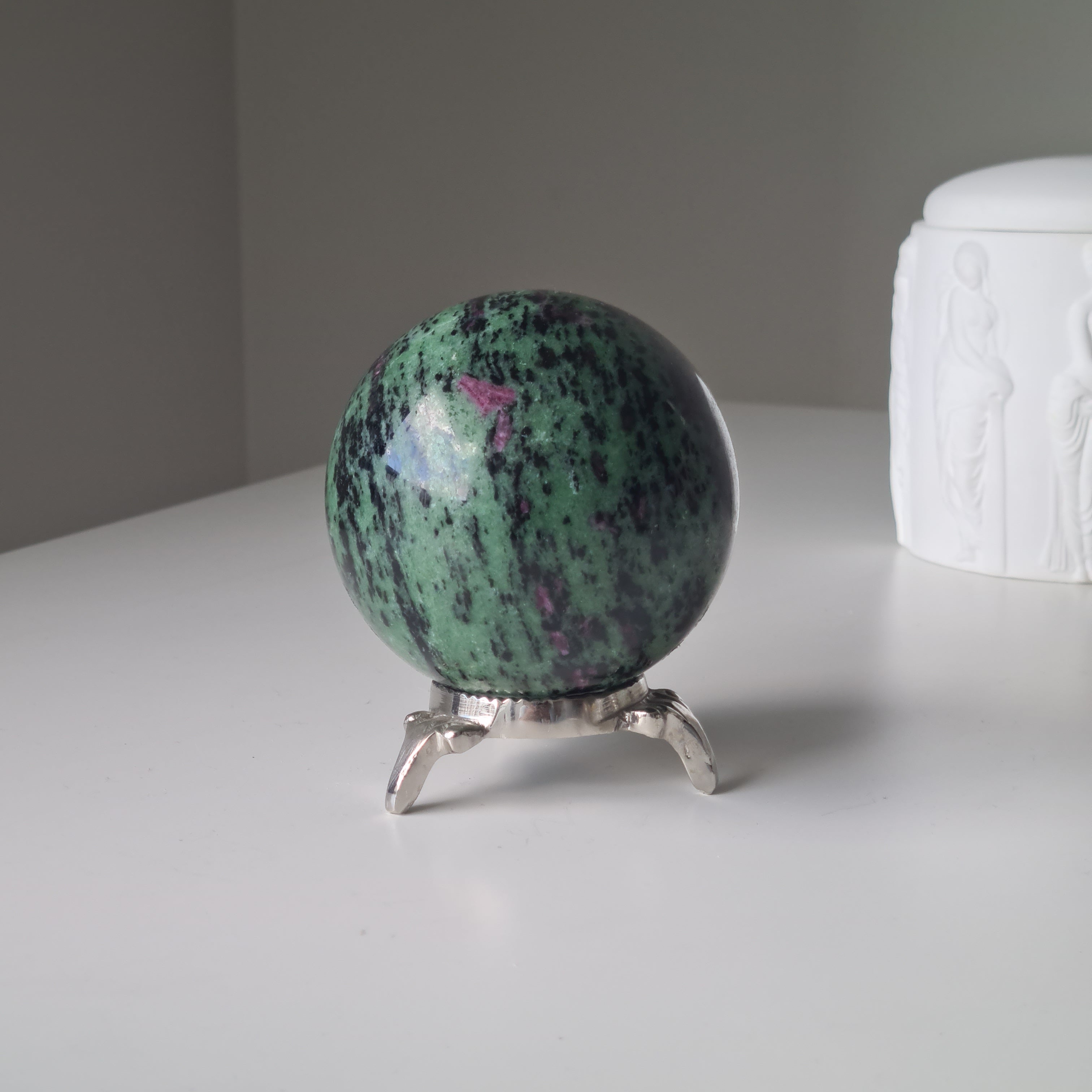 Ruby In Zoisite With Metal Stand