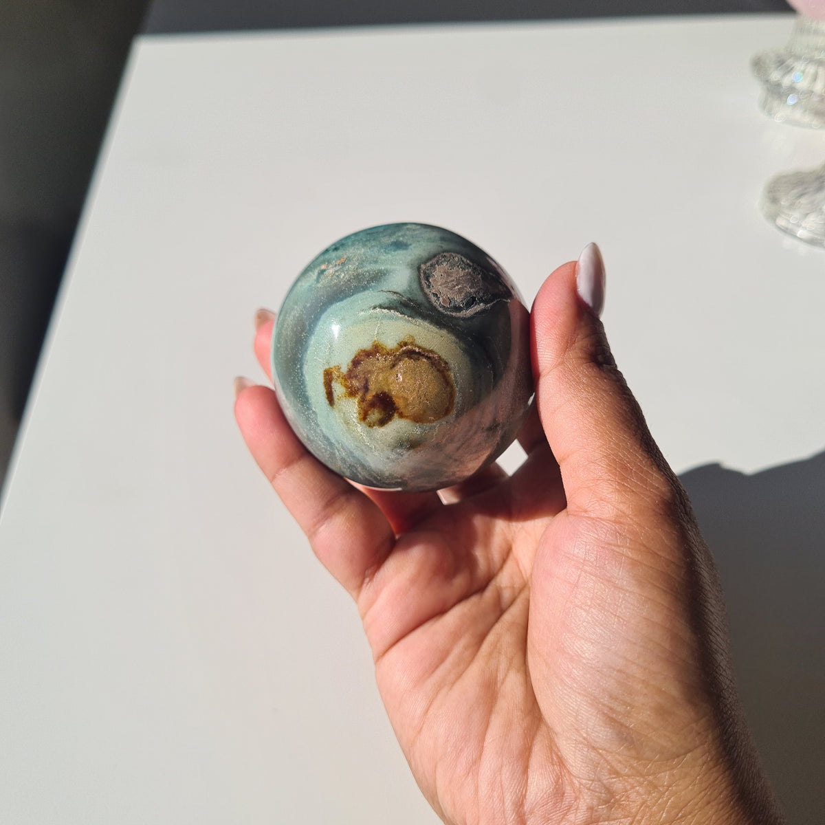 Pastel Ocean Jasper Crystal Sphere