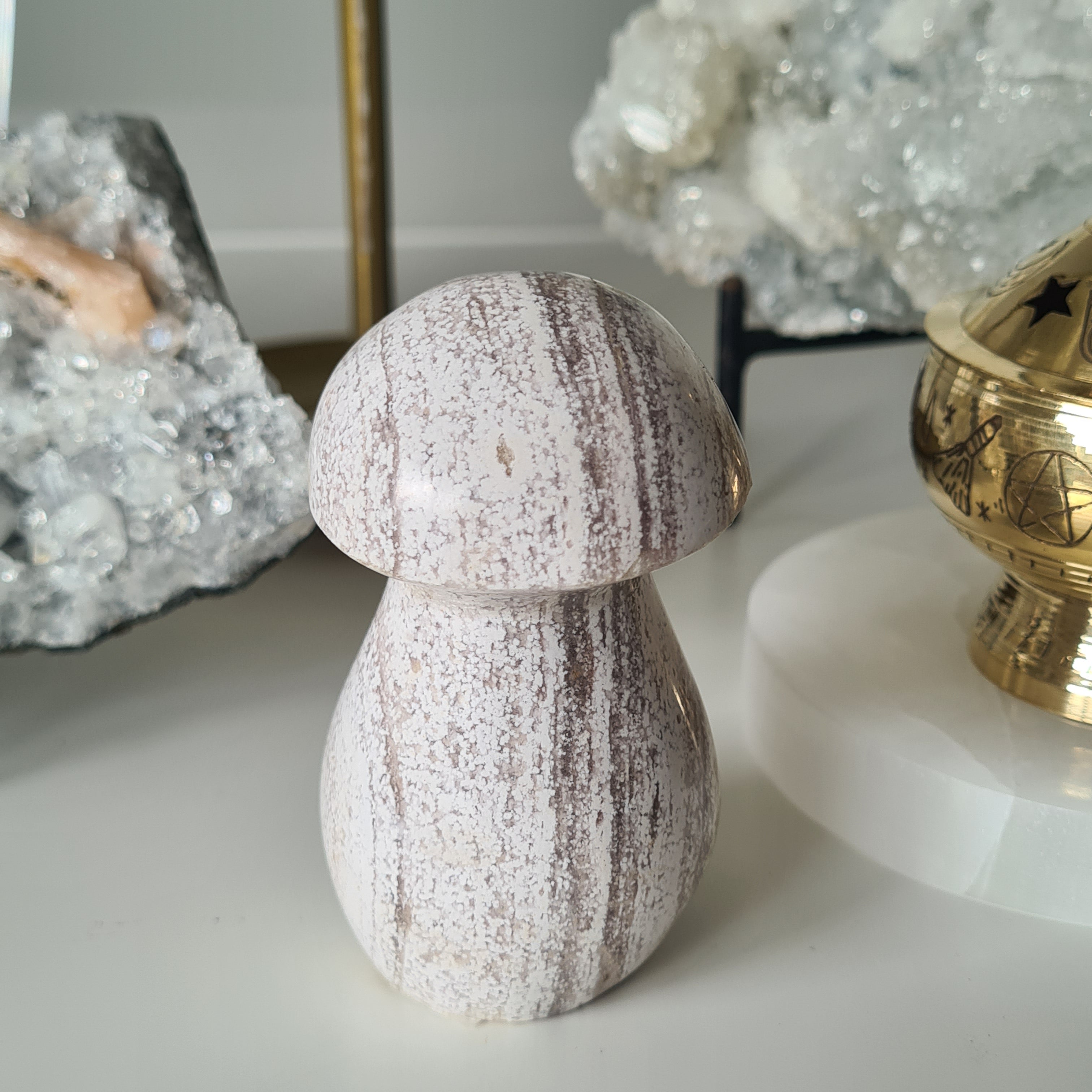 Ocean Jasper Mushroom | Snow | 7.5 cm