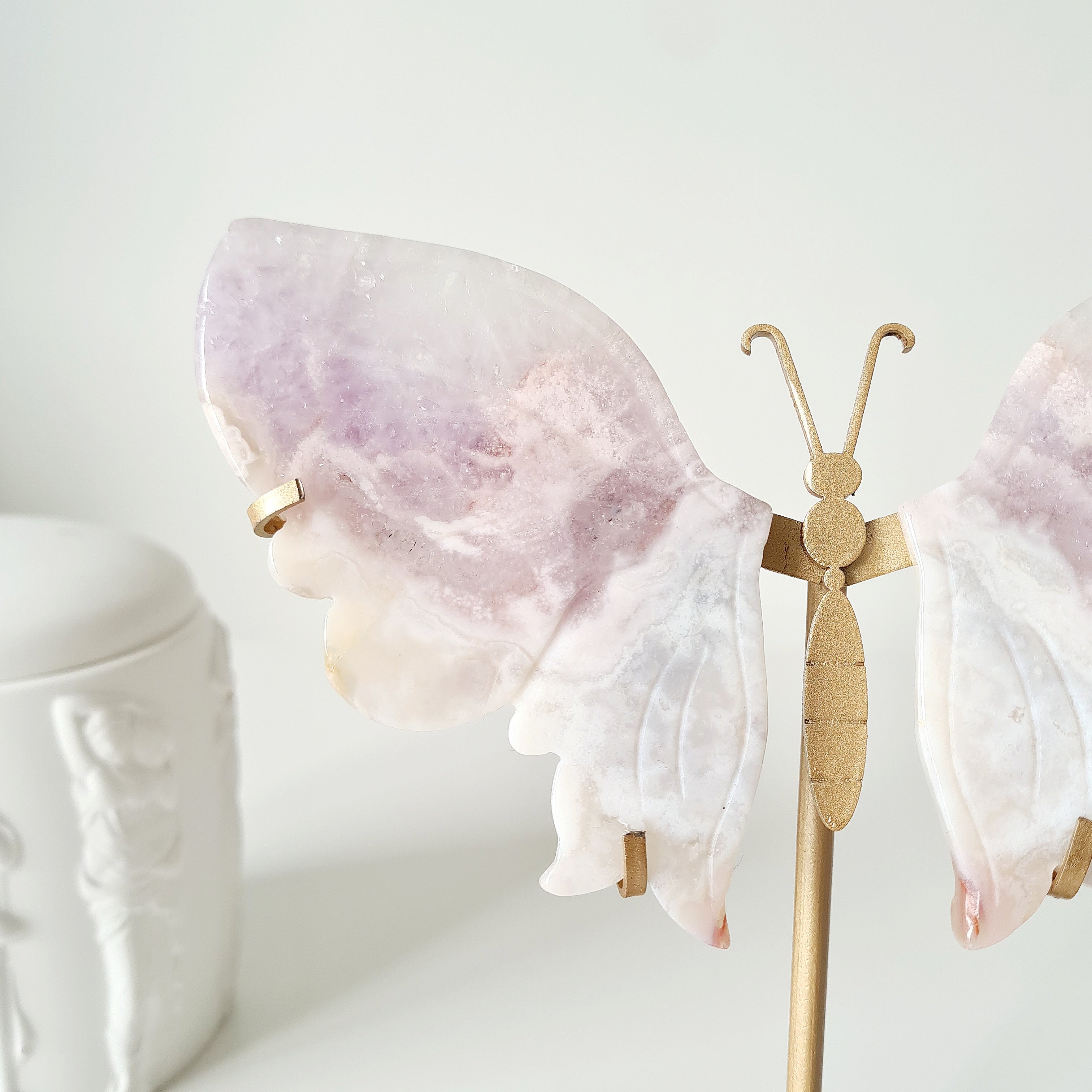 Flower Agate Butterfly π¦ | 17.3 cm tall with stand