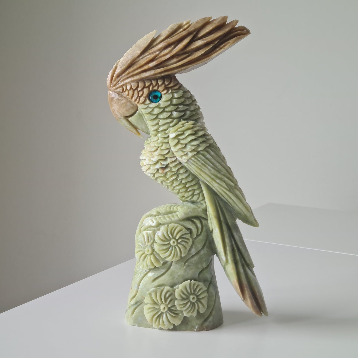 Jade Crystal Bird | Piece C | Handcarved | 24 cm tall