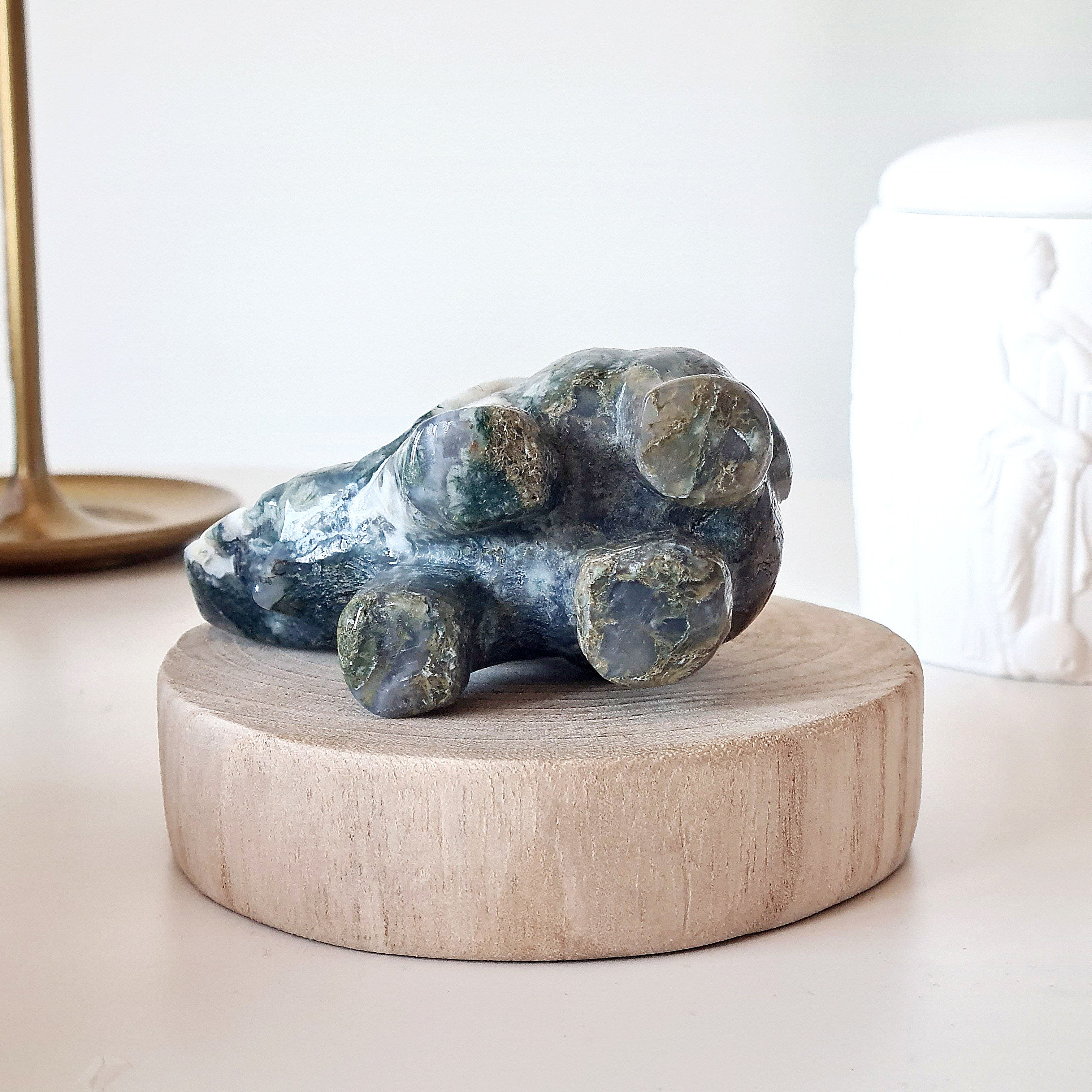 Moss Agate Elephant π | A | Appx 9.6 cm