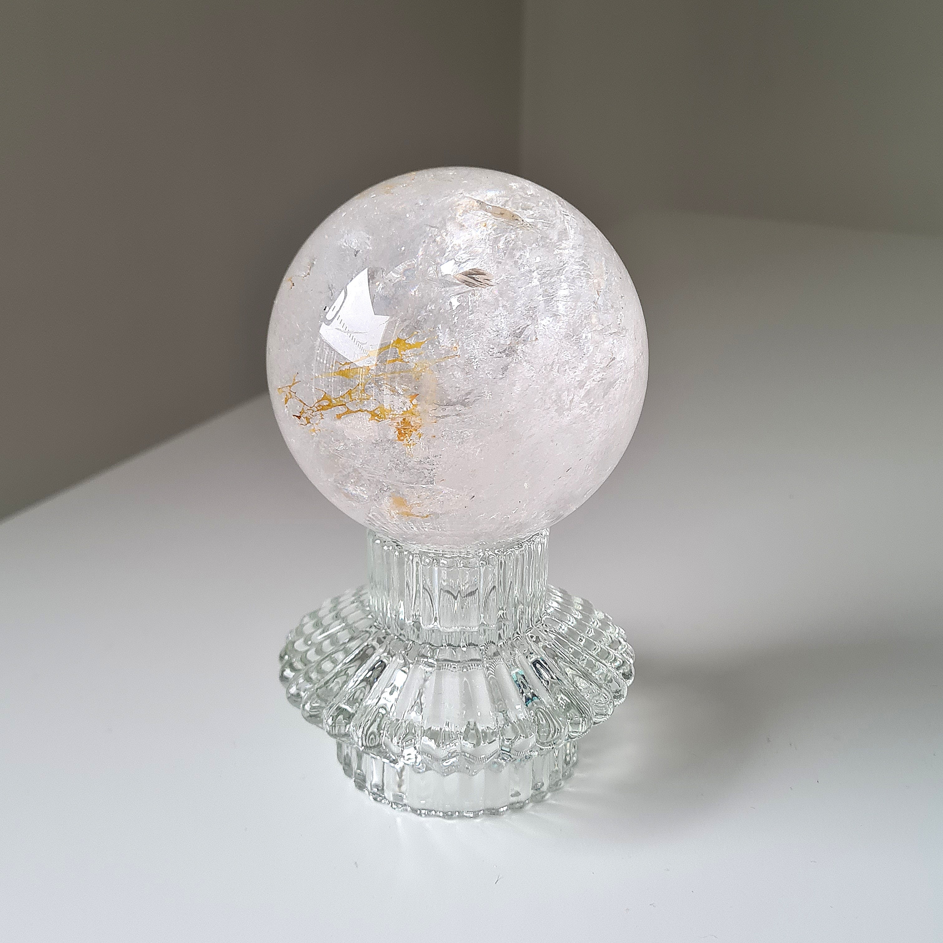 Clear Quartz Sphere With Stand | 7.4 Cm Sphere