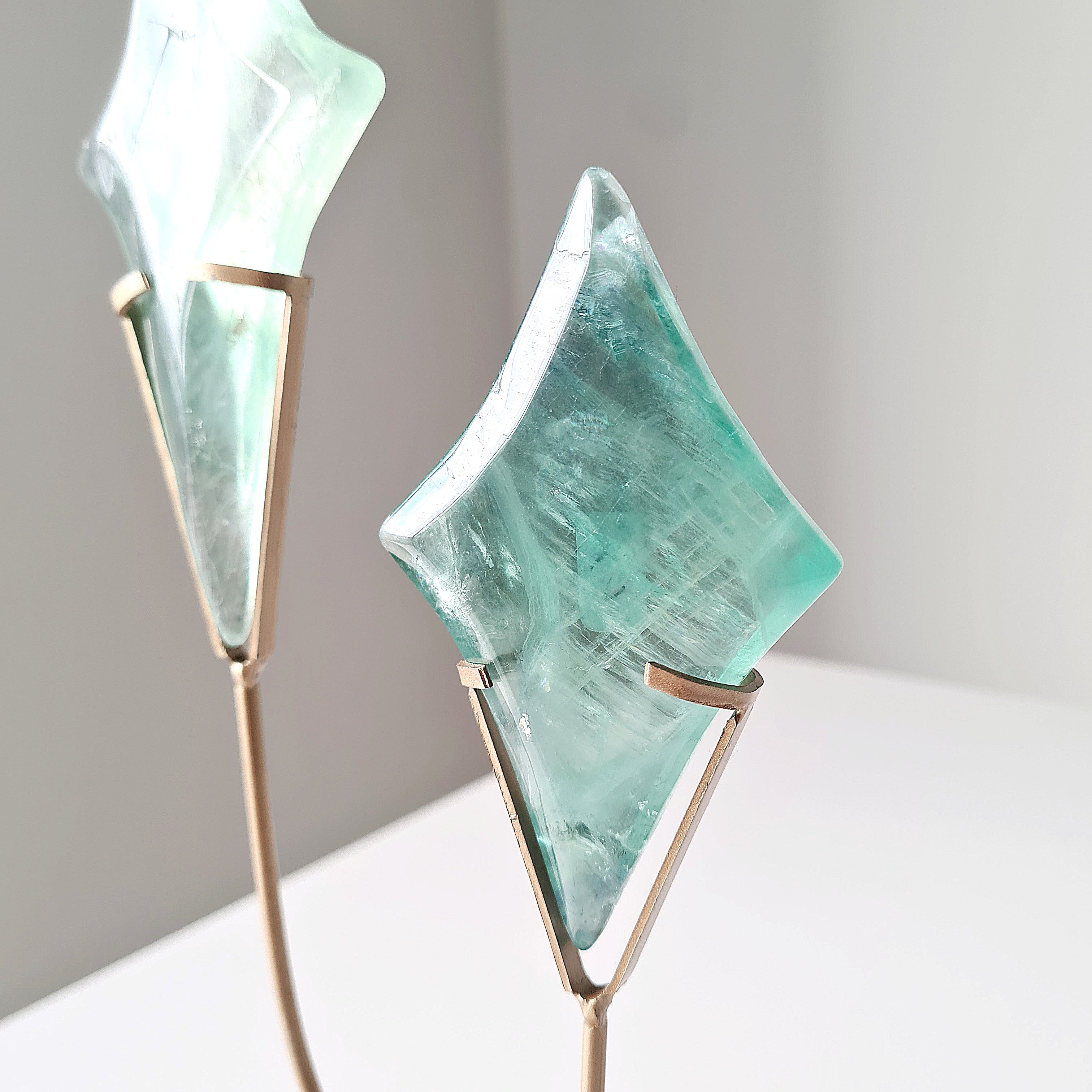 Fairytale Fluorite Stars π On Stand | Apple Green in naked eyes | Appx 28 cm tall with stand