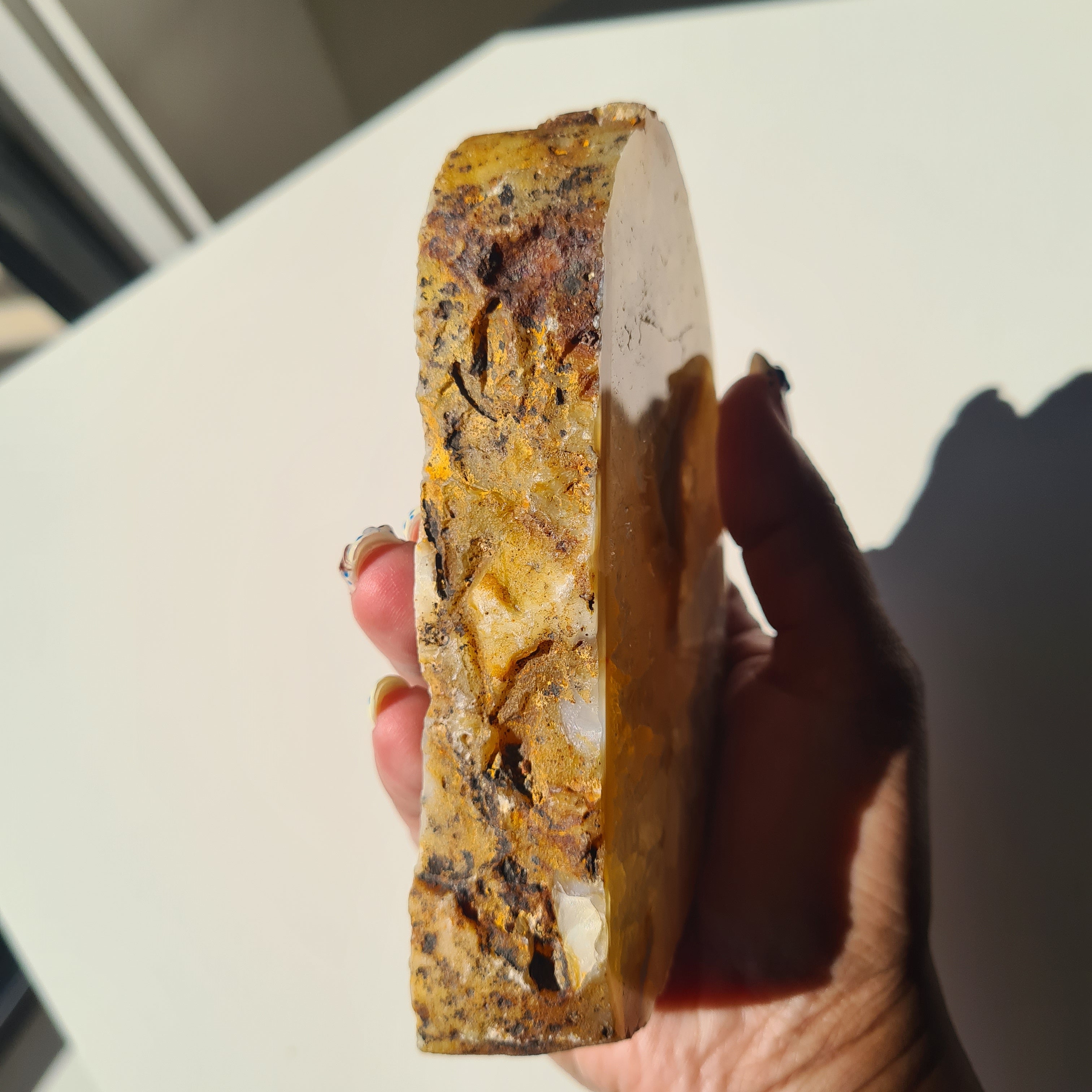 Creamy Agate Slice | One Side Polished | 400g | 12 cm