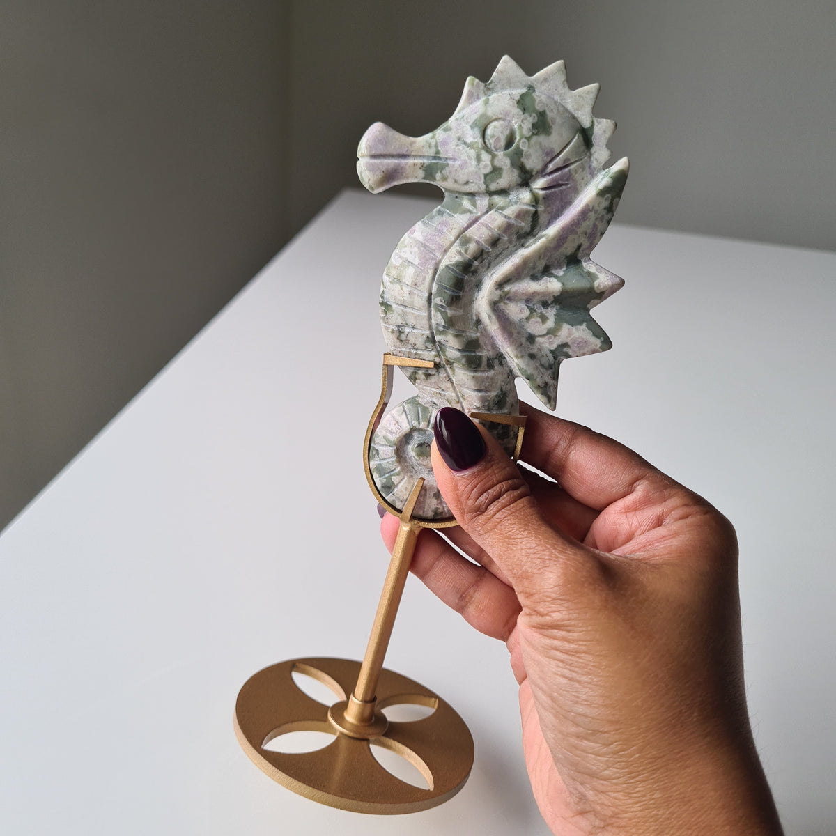 Sea Horse On Stand | Peace Jade Crystal | B
