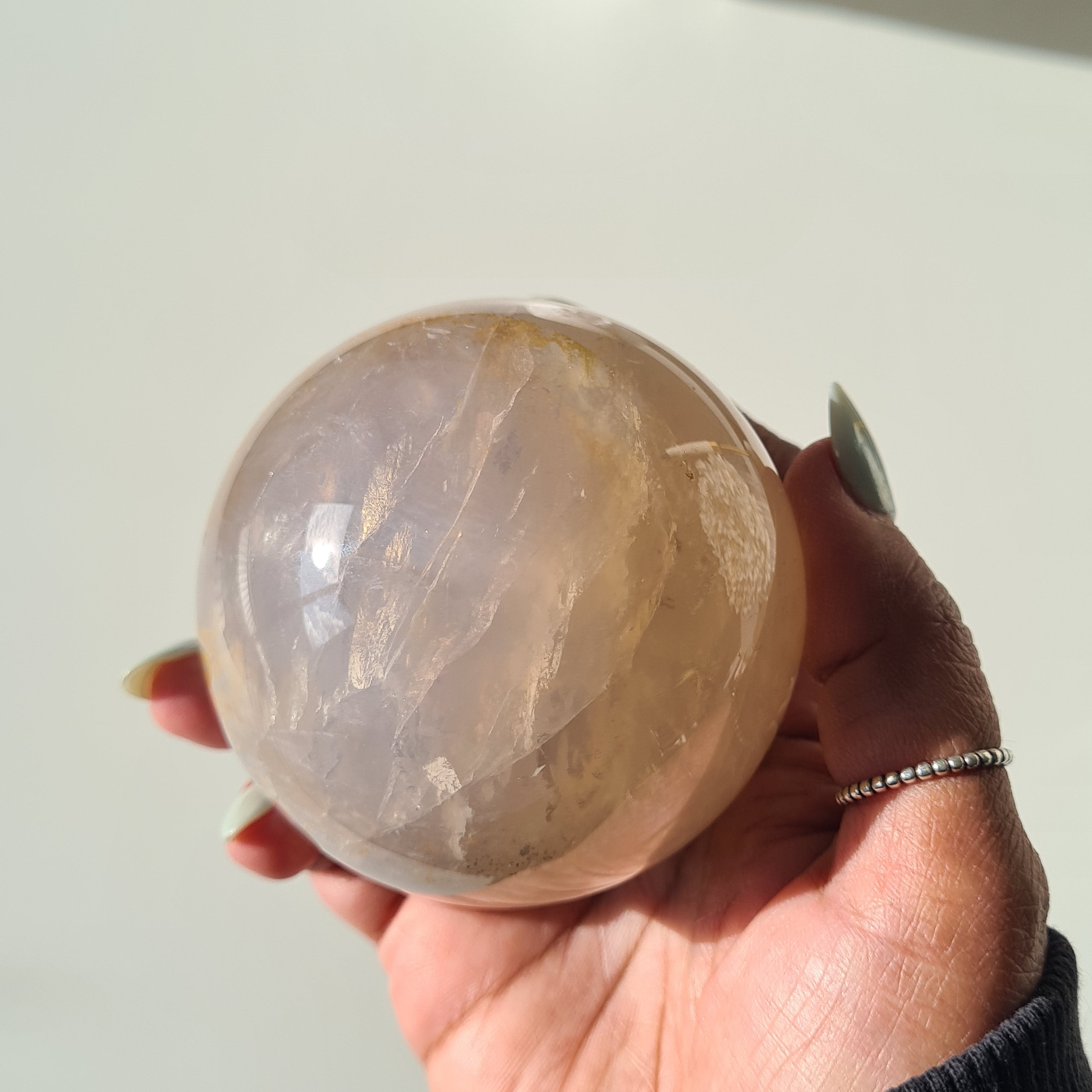 Blue Rose Quartz Sphere with stand | A | 450 g