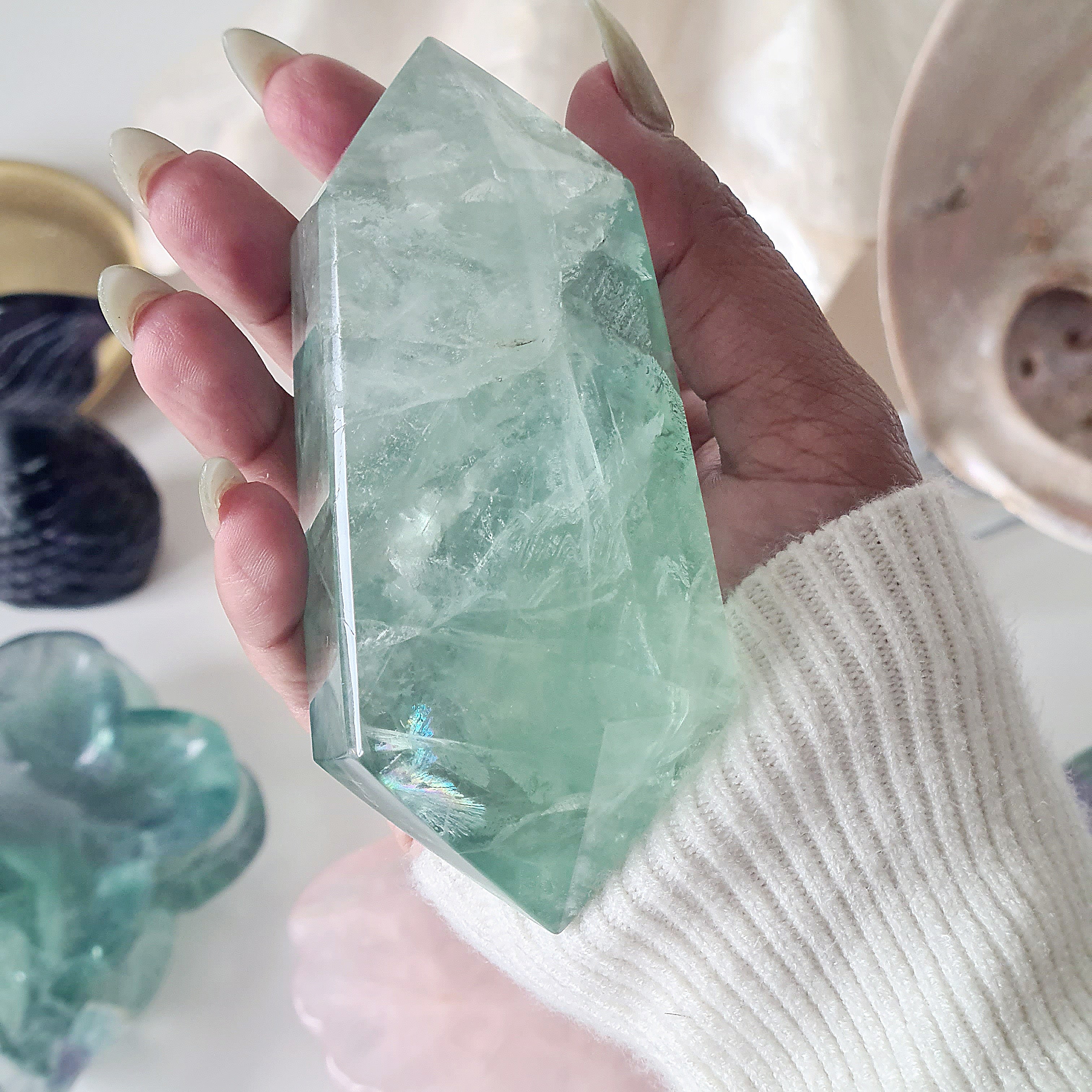 Fluorite DT with stand | E | 386 g | 10 cm