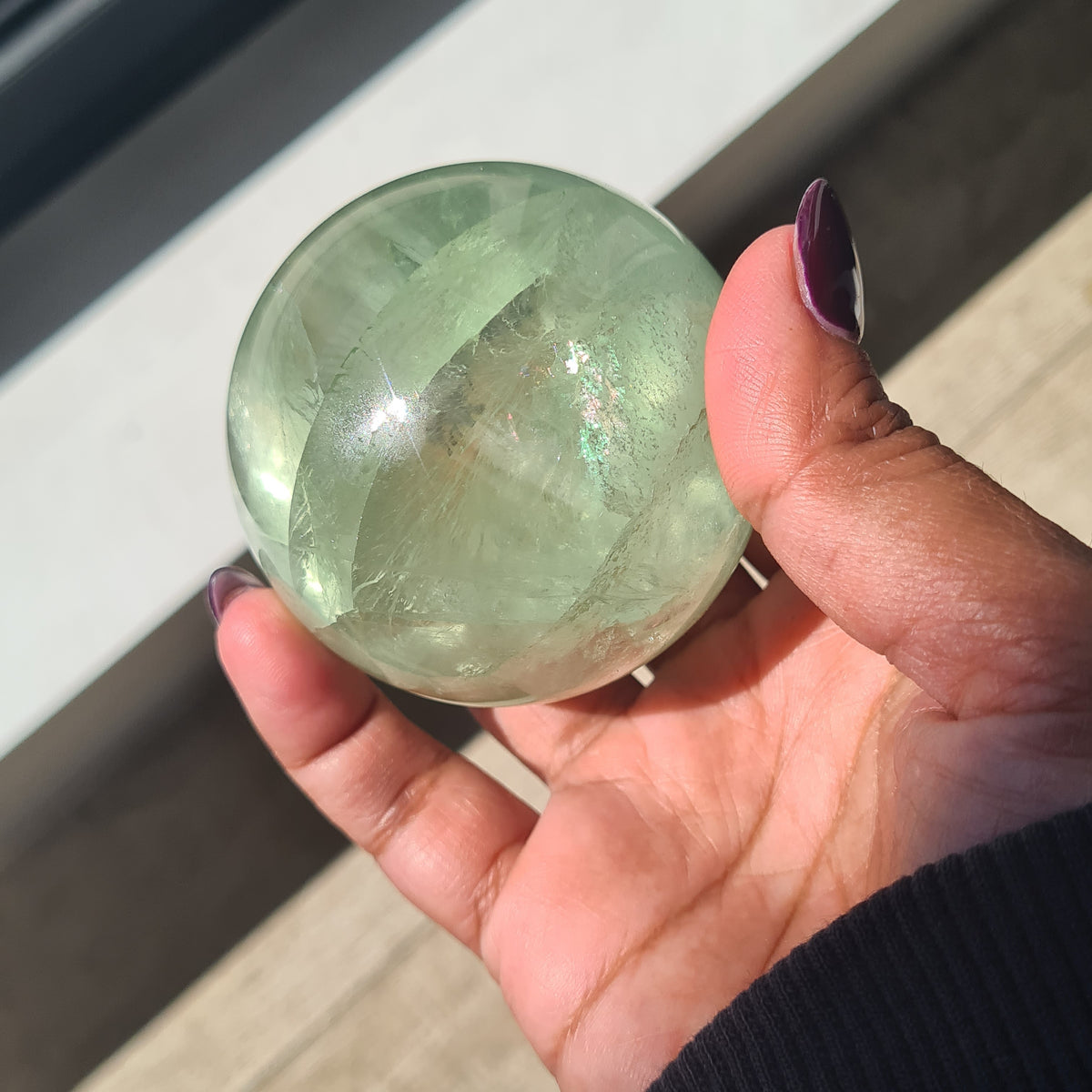 Fairy Dream Frozen Lake Fluorite Crystal Sphere With Stand | C
